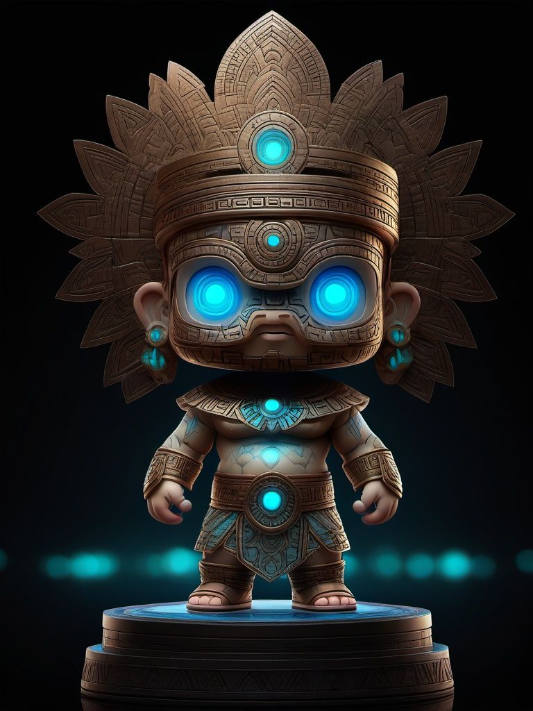 BJ_sanxingdui, solo, looking_at_viewer, blue_eyes, simple_background, 1boy, standing, full_body, male_focus, chibi, no_humans, glowing, black_background, glowing_eyes,photo,8k,intricate,highly detailed,majestic,digital photography,broken glass,hdr,realistic,high definition,<lora:Sanxingdui_SDXL:0.7>,