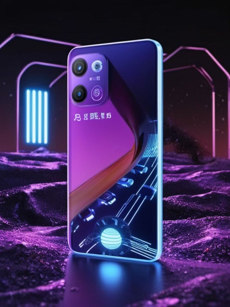 (\shou ji\),no human,Master's work,of the best quality,a phone from the future,with a transparent shell and cyberpunk circuitry inside. The 3D projection on the screen creates a three-dimensional and beautiful landscape,