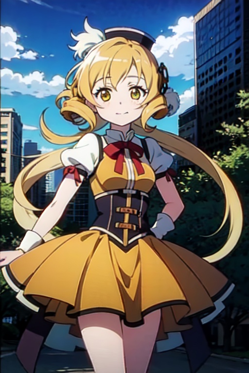 a woman in a yellow dress and a hat with a bird on her head,  symphogear,  anime girl named lucy on Tensor.Art