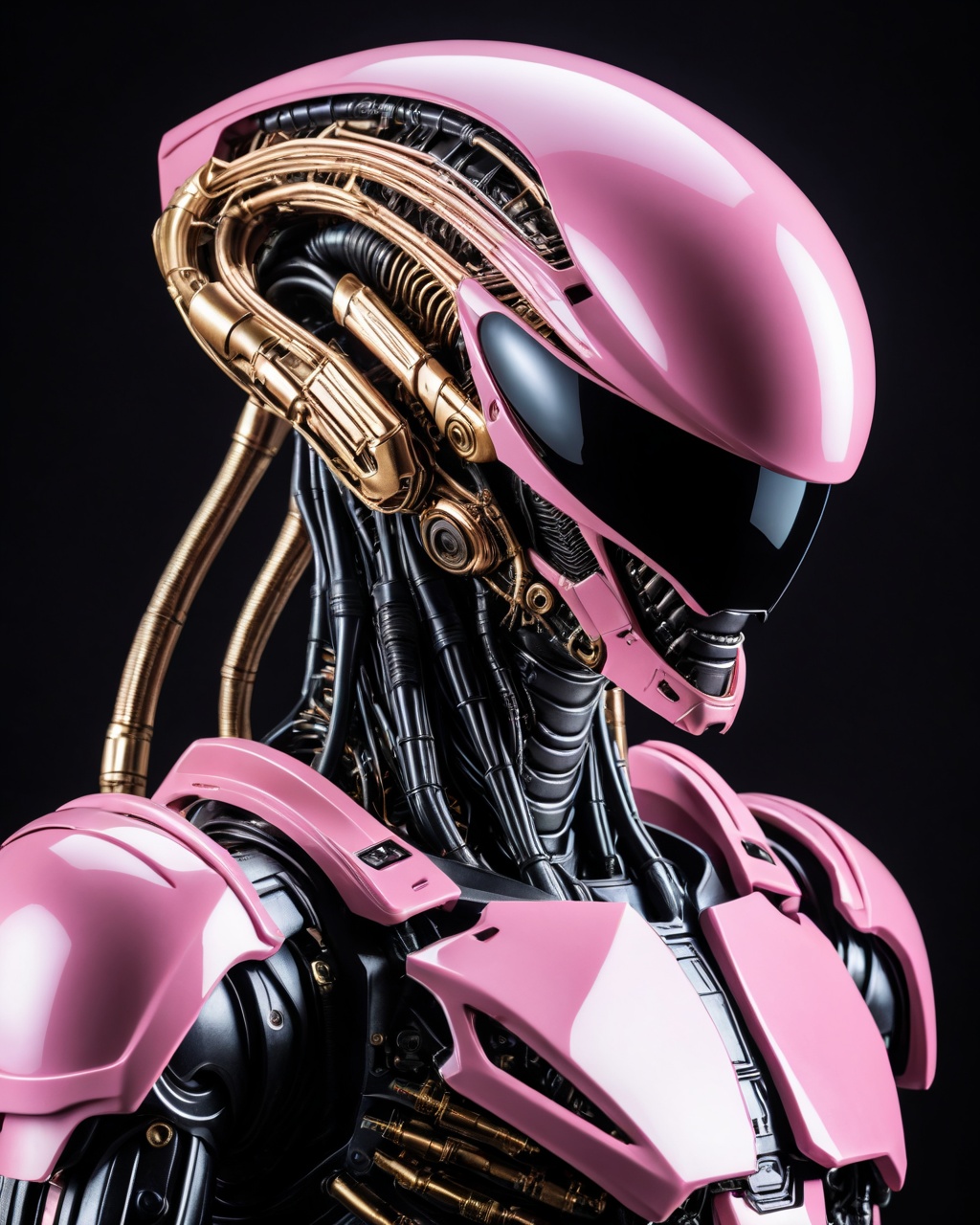 portrait of clear plastic xenomorph gundam wearing vantablack cyberpunk armor,  wires,  connections on Tensor.Art