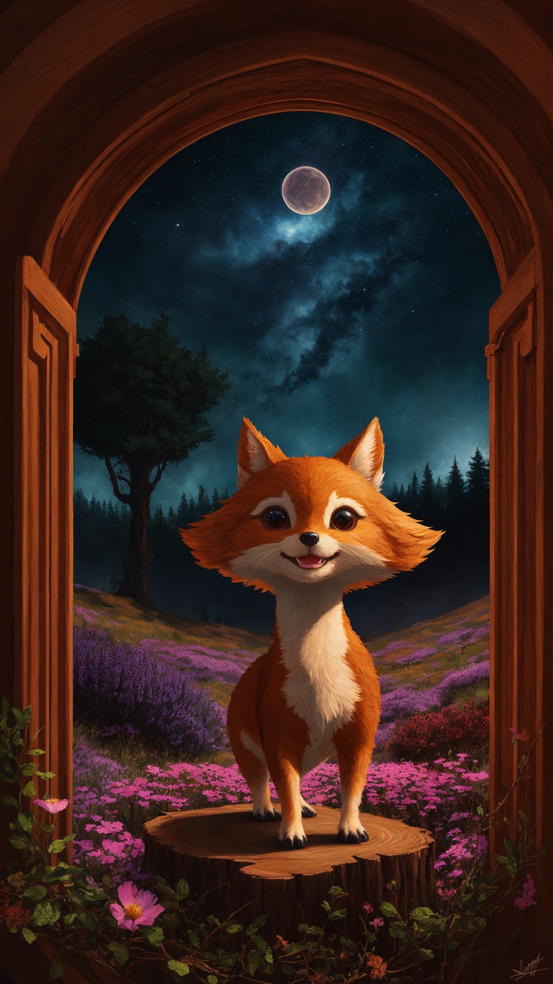 little cute woodcreature,  little petals,  smiling on Tensor.Art