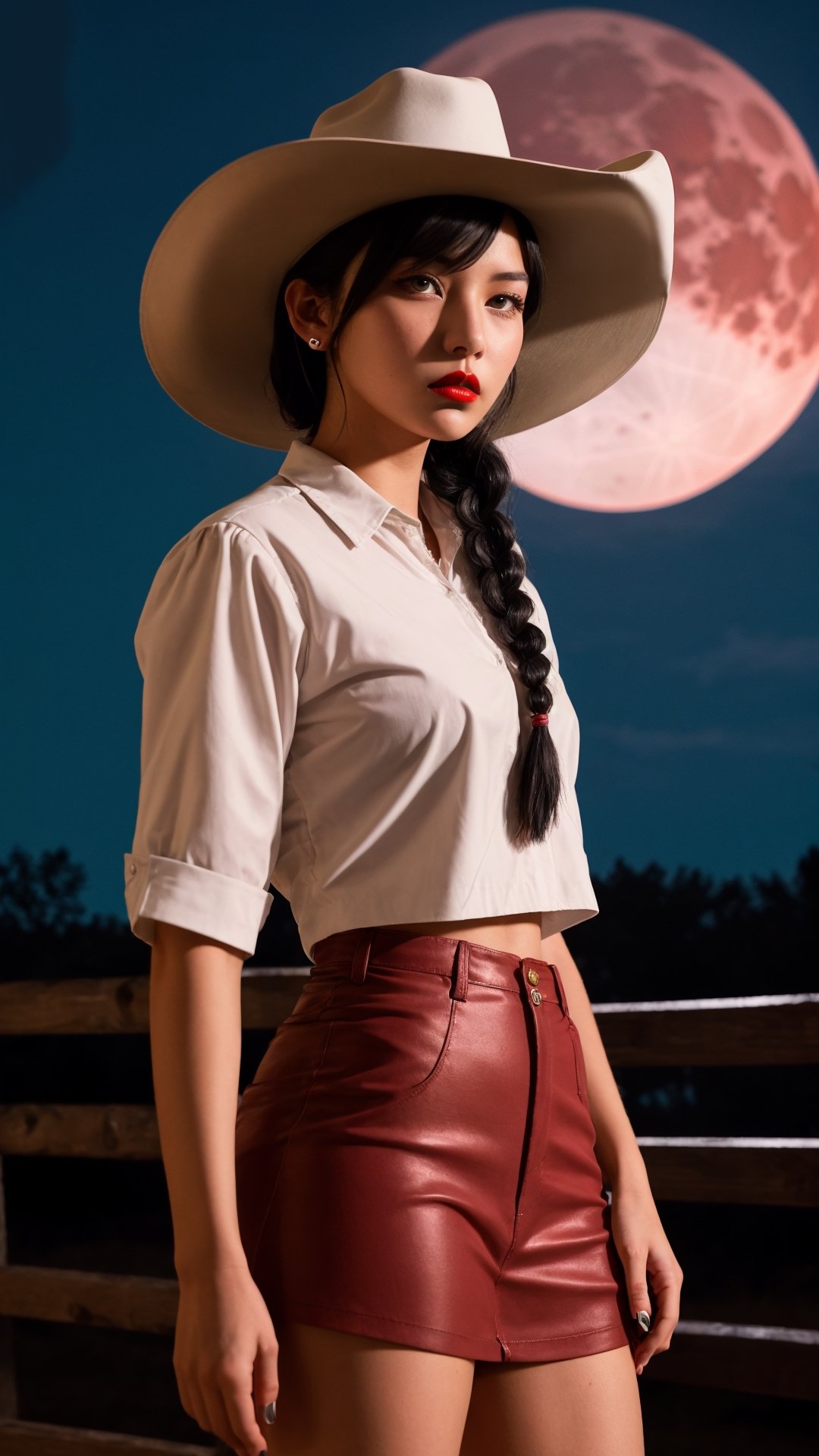 23-year-old woman,  determined face,  red lips on Tensor.Art