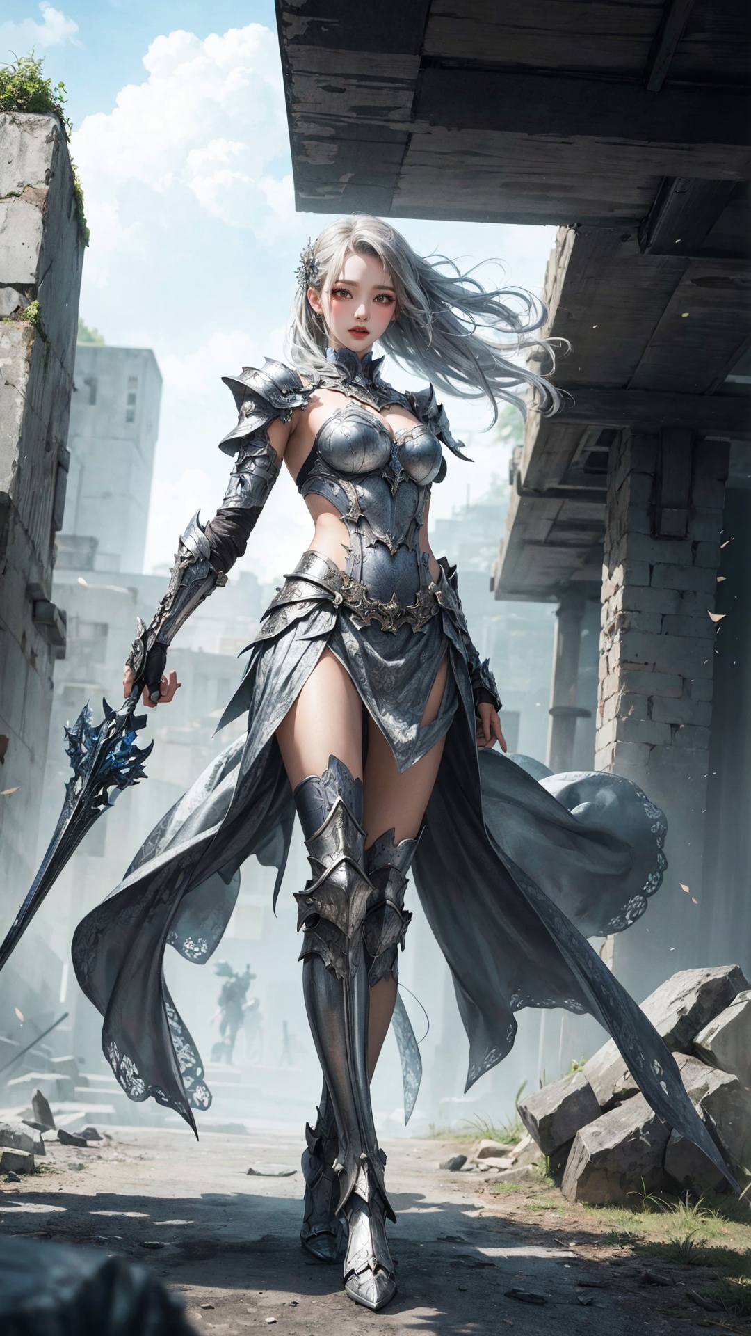 1girl,  full body,  (silver outfit on Tensor.Art