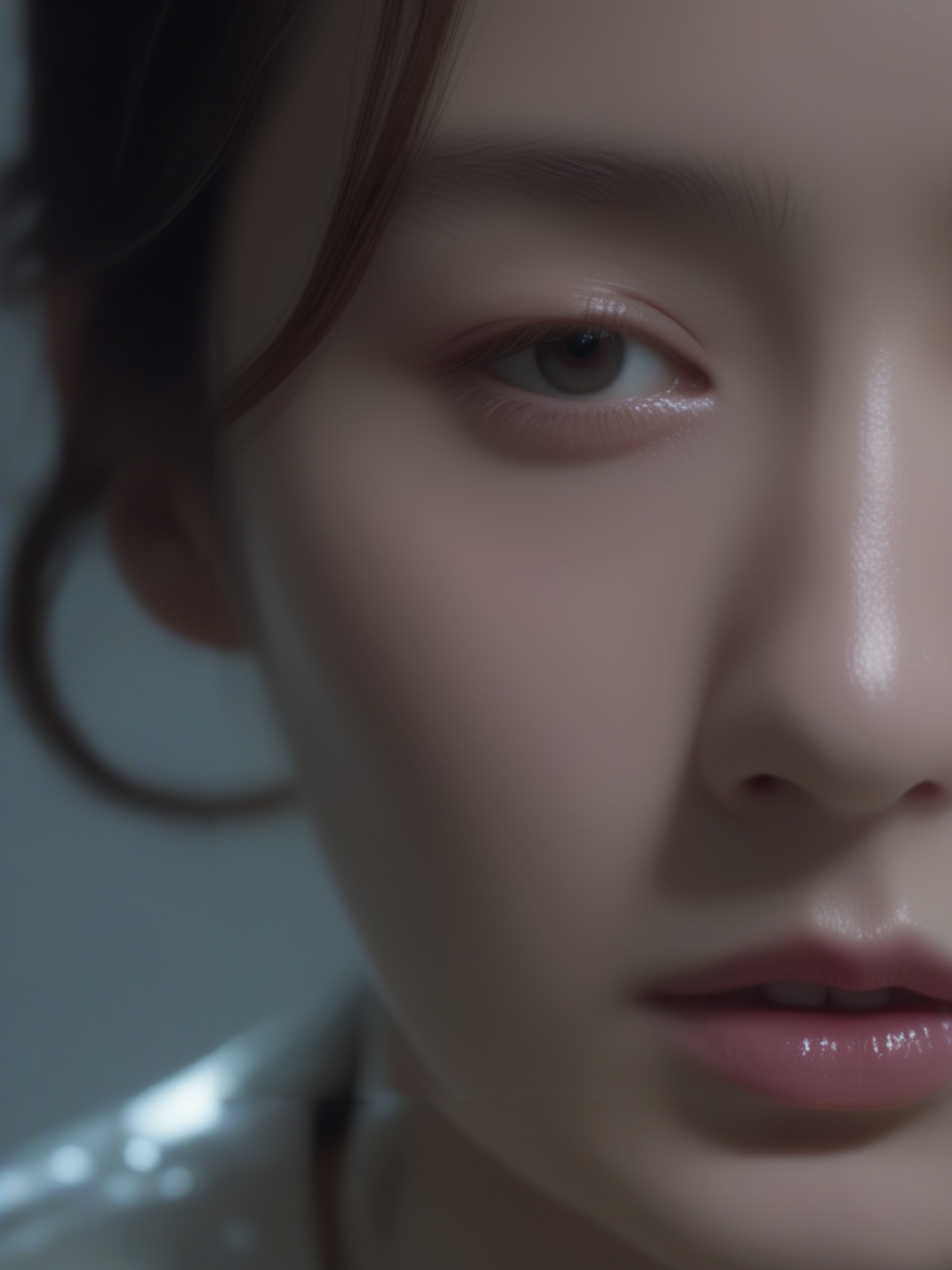 Realistic style, Lily, forever haunted by her mother's presence, finds no solace as she encounters her mother's twisted face in every reflective surface, leaving her in a perpetual state of fear, hyperdetailed, 8k, hyperrealistic,