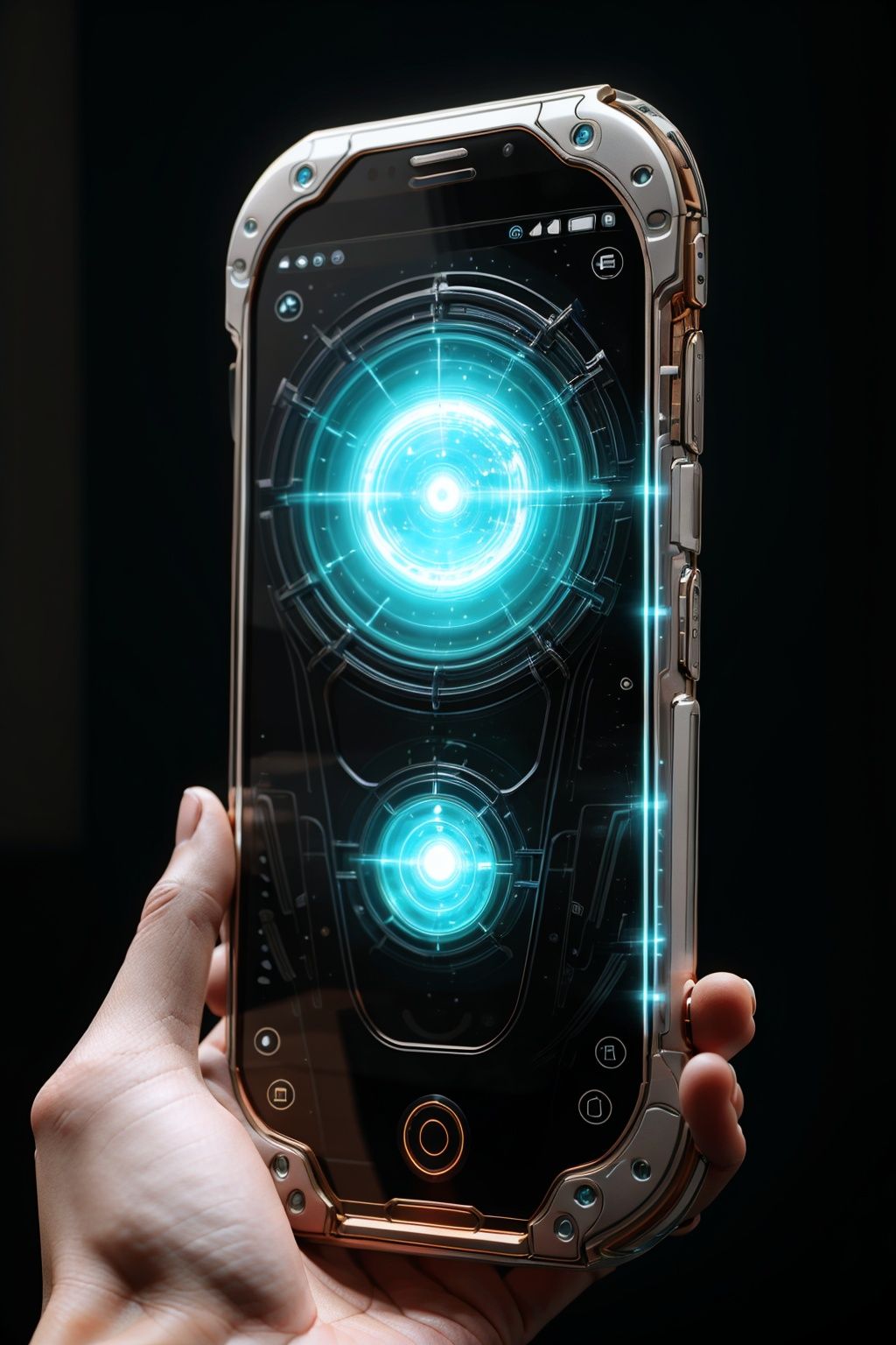 mobile phone,blurry, science fiction, glowing, depth of field
