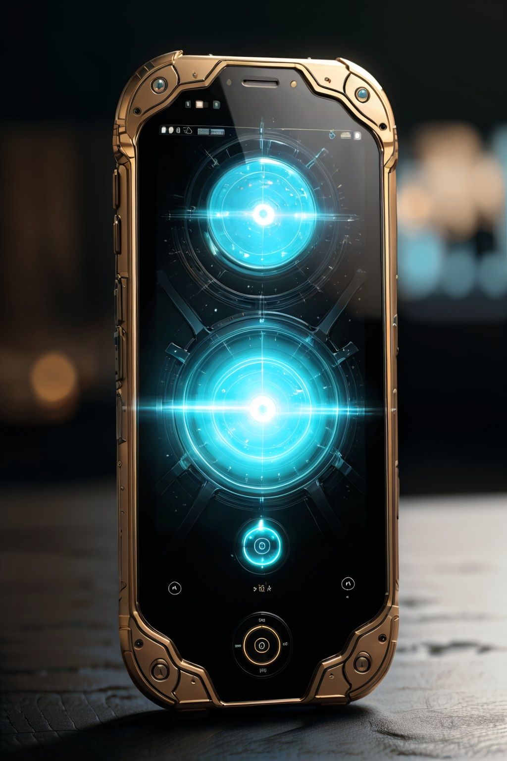 mobile phone,blurry, science fiction, glowing, depth of field