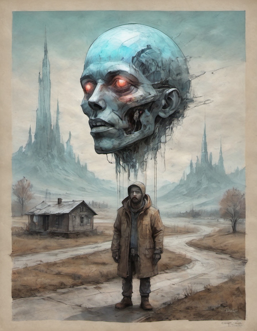 on parchment a crystal sculpture installation by Ismail Inceoglu of figures with half their heads missing and empty eye so...