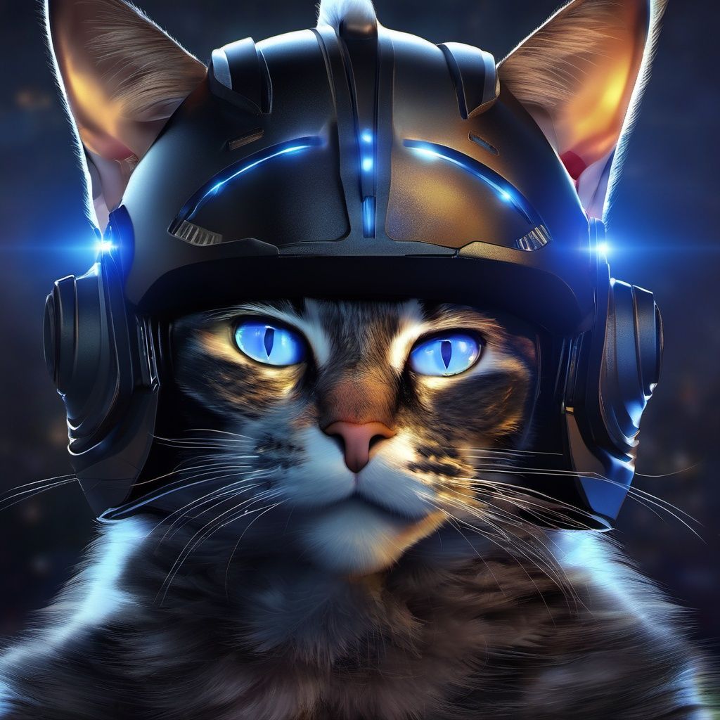 (best quality,masterpice),NightmareFlame, cat, helmet, realistic, animal, science fiction, no humans, blue eyes, armor, black cat, simple background, <lora:EMS-21831-EMS:0.8>