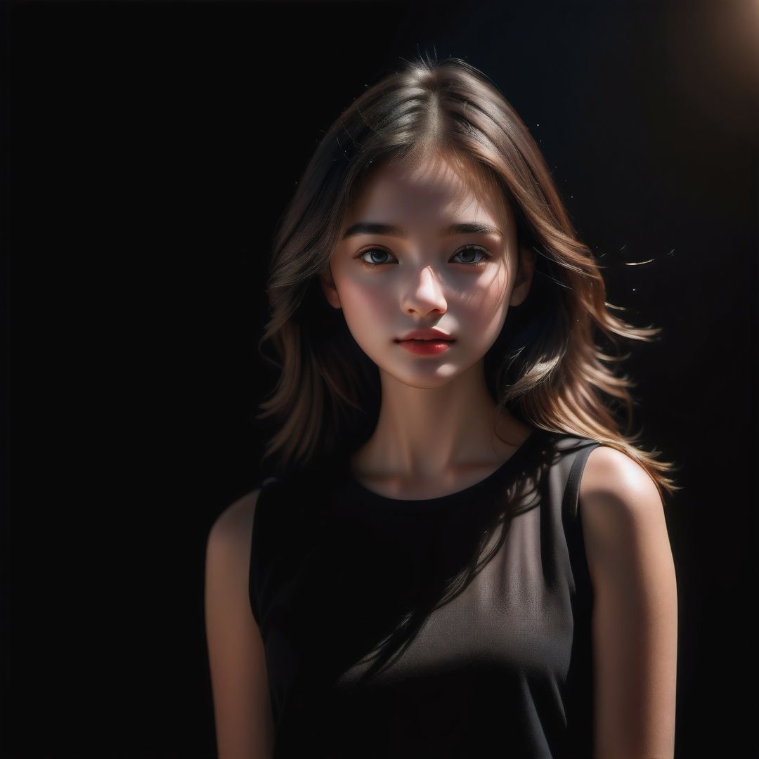 Best Quality,Masterpiece,Ultra High Resolution,(Realisticity:1.4),Original Photo,1Girl,shadow,black background,