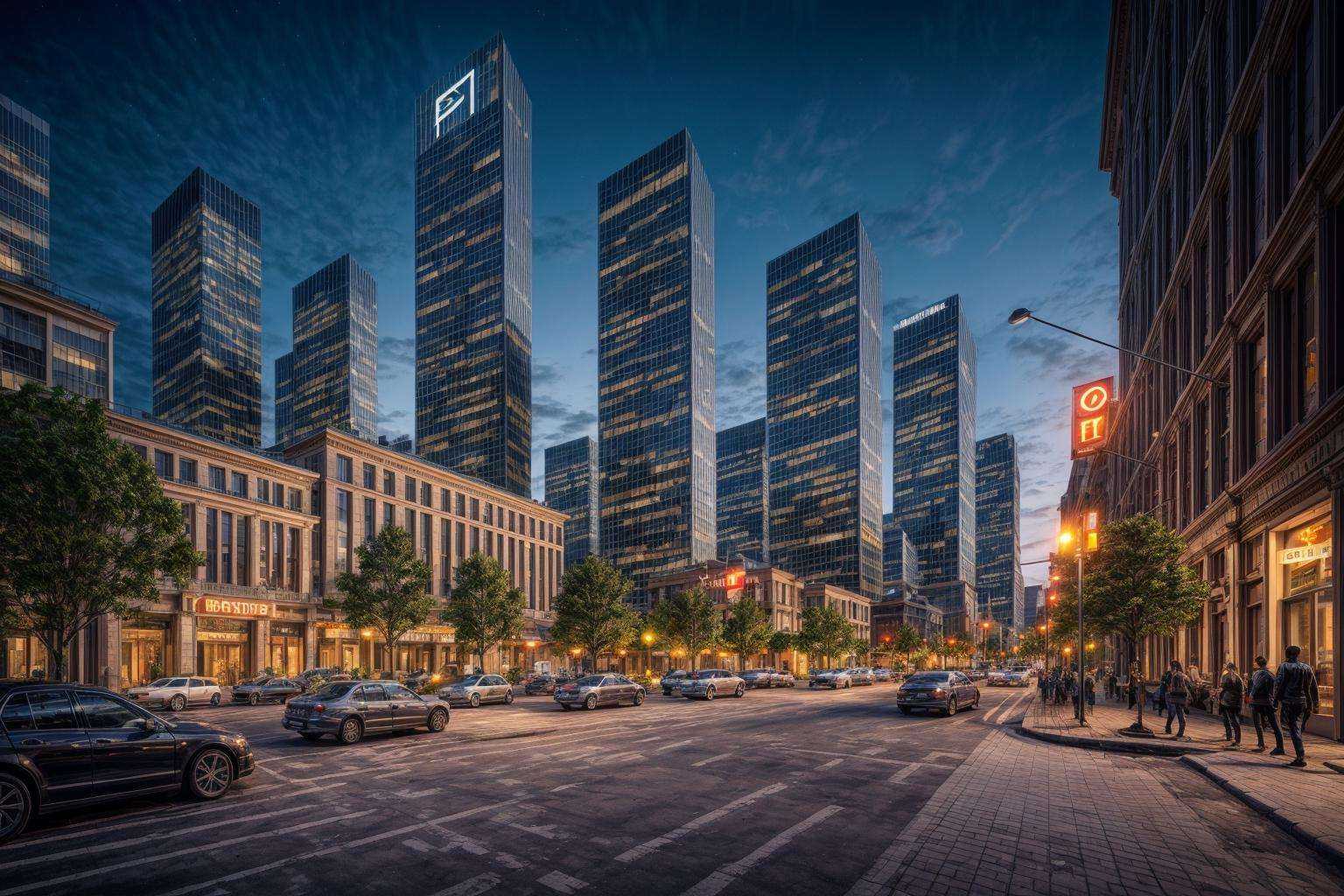 In the bustling urban landscape of đô thị phát triển,  towering skyscrapers intertwine with a modern transportation networ...