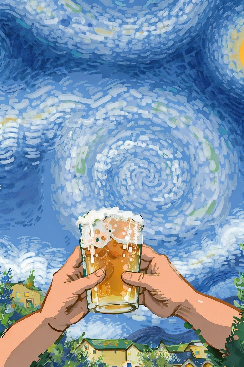 water, earth \(planet\), beer, alcohol, planet, ripples, cup, moon