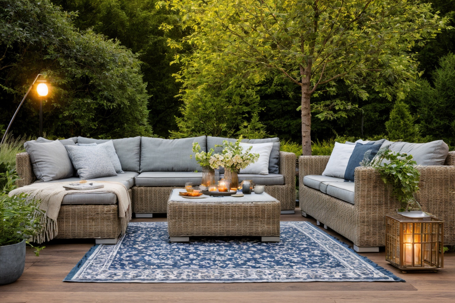 garden,  Delve into the world of digital illustration,  crafting a patio setting with a couch on Tensor.Art