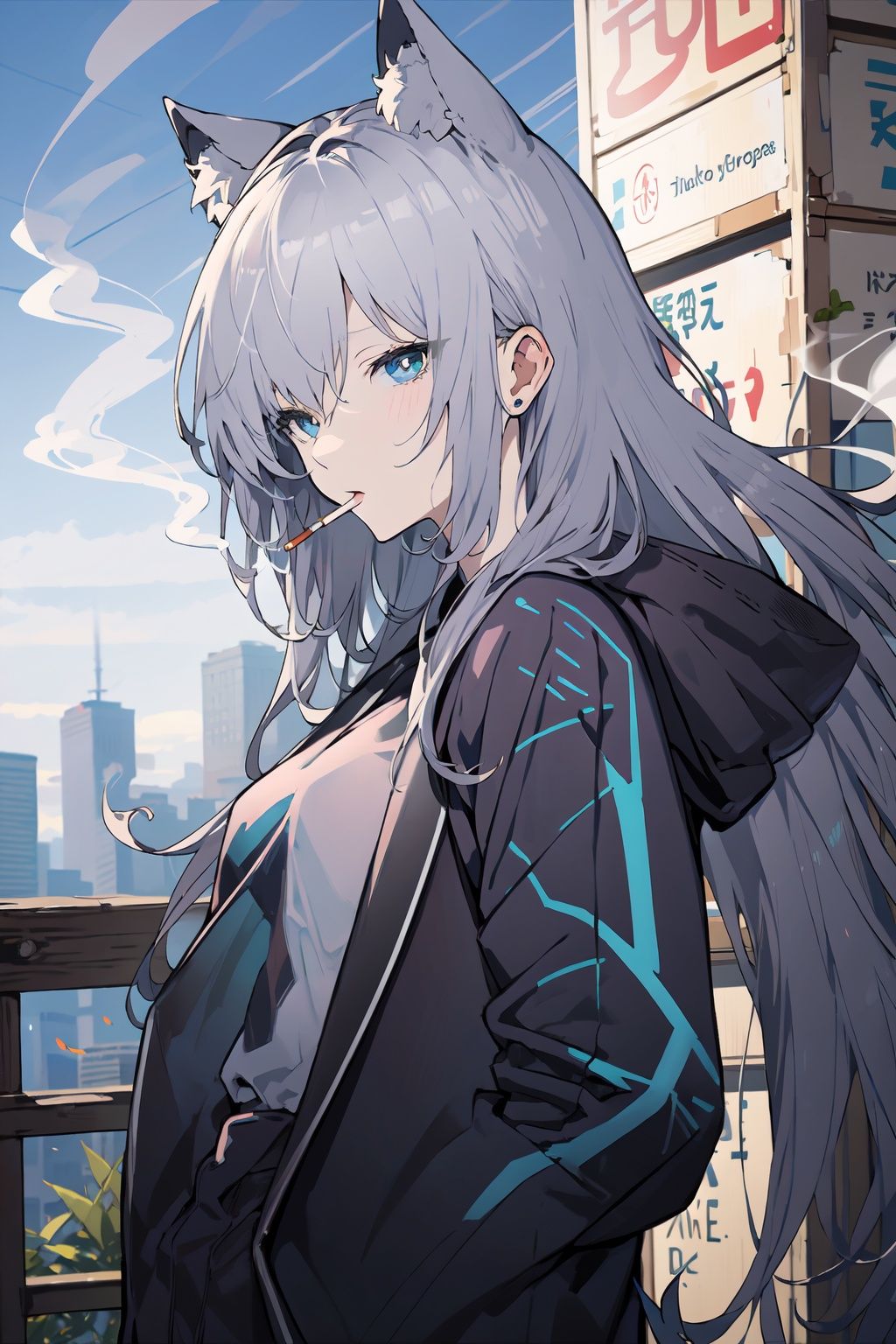 (masterpiece:1.2), best quality,PIXIV, smoking girl,Shiroko white,<lora:smoking girl_20230912150007:0.6> <lora:Shiroko-000016:0.8>
