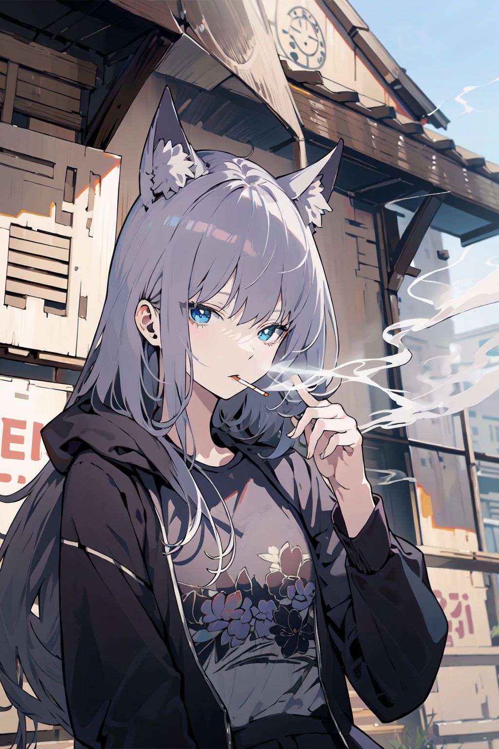 (masterpiece:1.2), best quality,PIXIV, smoking girl,Shiroko black,<lora:smoking girl_20230912150007:0.6:1,1,1,1,1,1,1,1,1,1,1,1,1,1,1,0,0> <lora:Shiroko-000016:0.8>