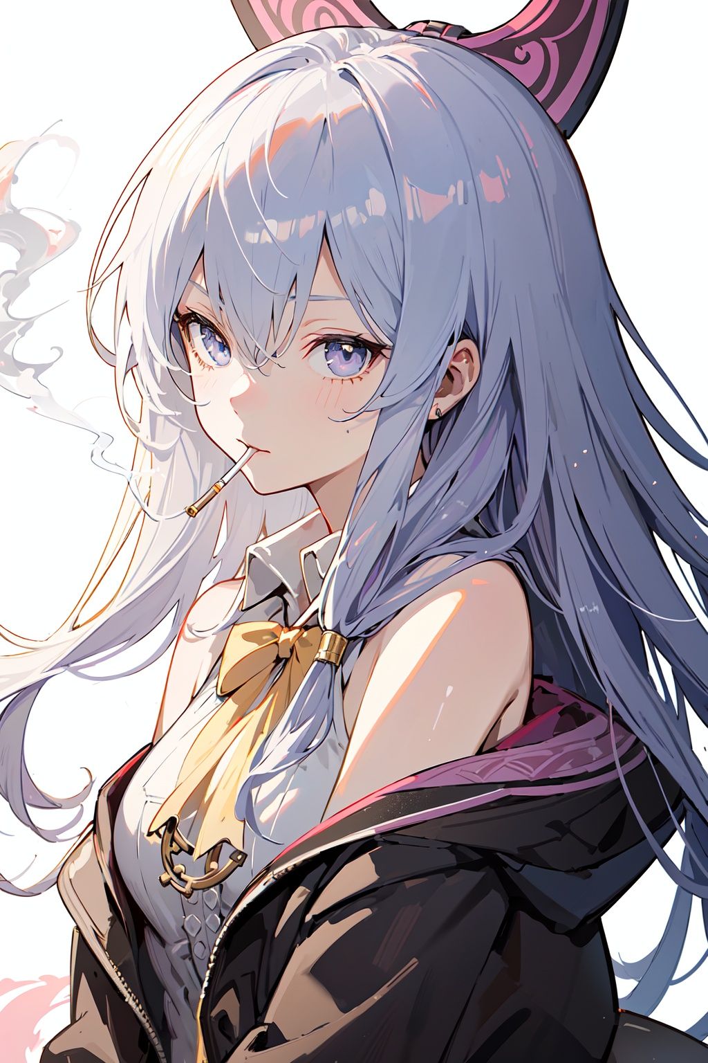 (masterpiece:1.2), best quality,PIXIV, smoking girl,Elaina,white hair,white simple background,  <lora:smoking girl_20230912150007:0.6:1,0,0,0,0,0,0,1,1,1,1,1,1,1,1,0,0> 
