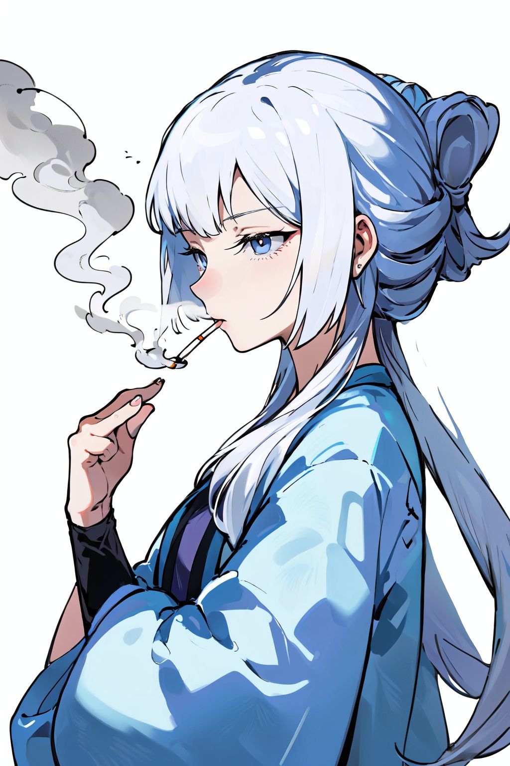 (masterpiece:1.2), best quality,PIXIV, smoking girl,baiyuxiu,white hair,white simple background,  <lora:smoking girl_20230912150007:0.6:1,0,0,0,0,0,0,1,1,1,1,1,1,1,1,0,0> <lora:fenglingyuxiu:1>