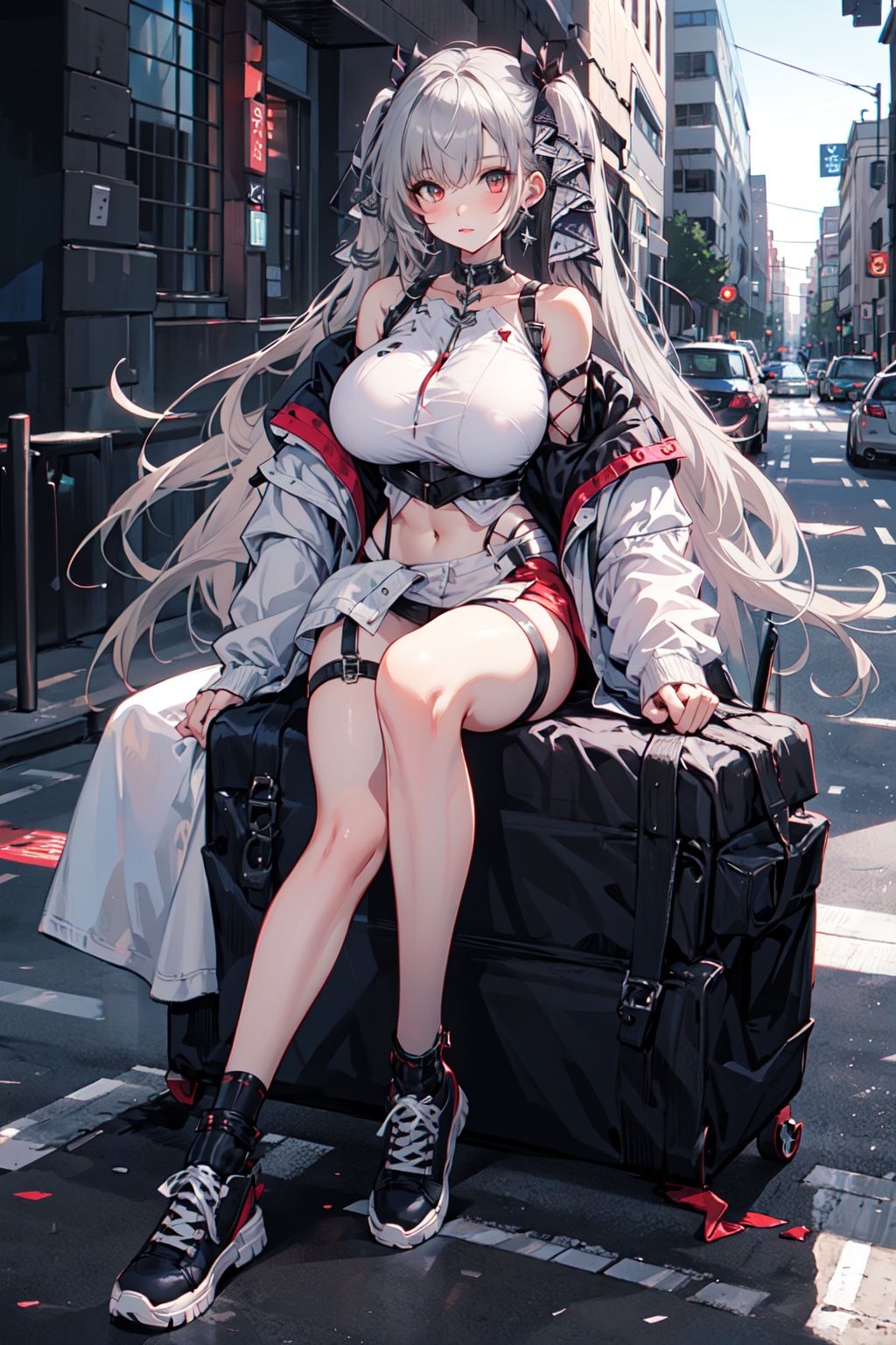 (masterpiece:1.2), best quality,PIXIV, cool girl,formidable \(azur lane\) , white hair,full body,street,big breast,<lora:cool girl_20230913102000:0.7:1,1,1,1,1,1,1,1,1,1,1,1,1,1,1,0,0>   <lora:formidable-default:0.8:CHARACTER>