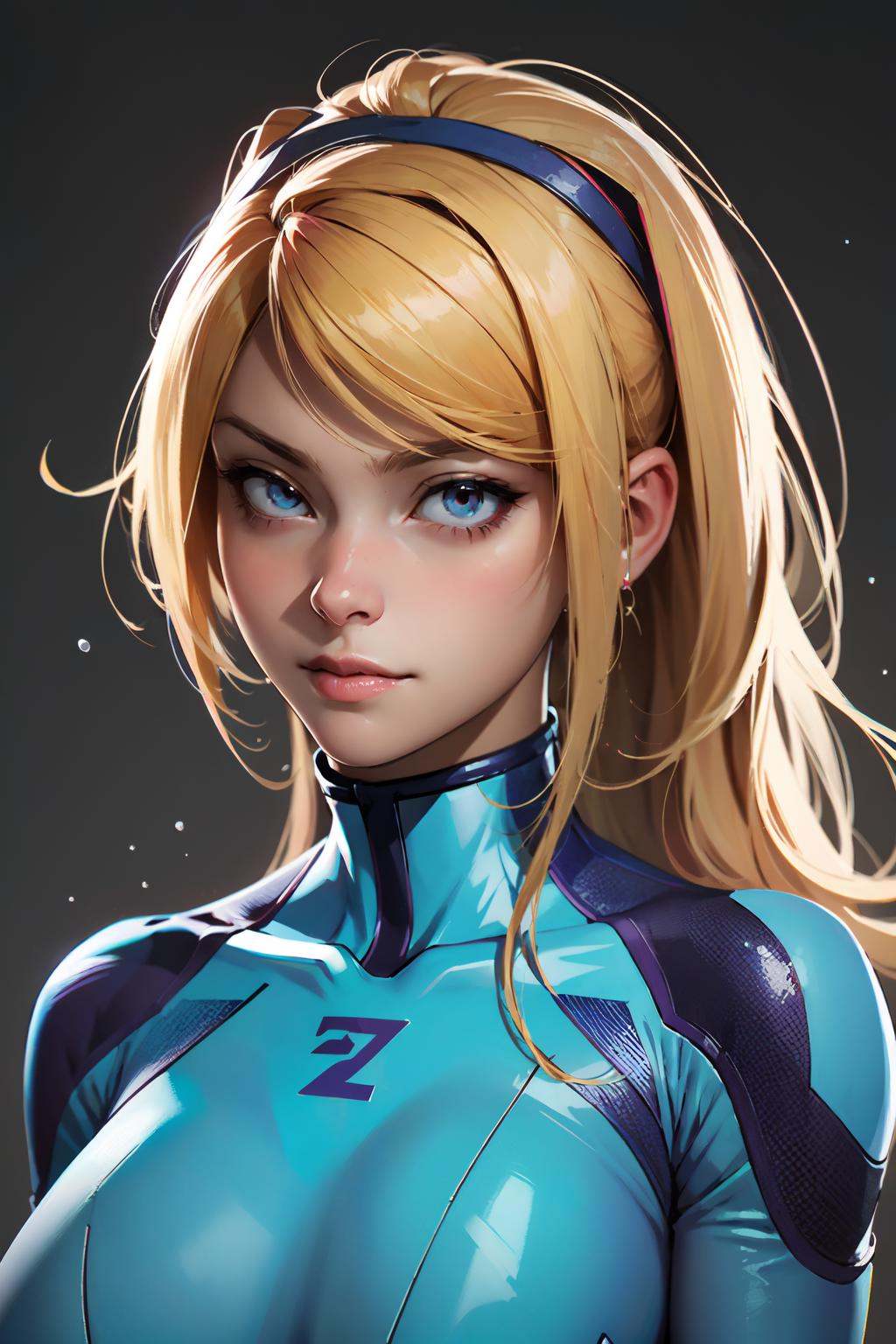 nijistyle,  portrait of zero suit samus aran,  particles on Tensor.Art