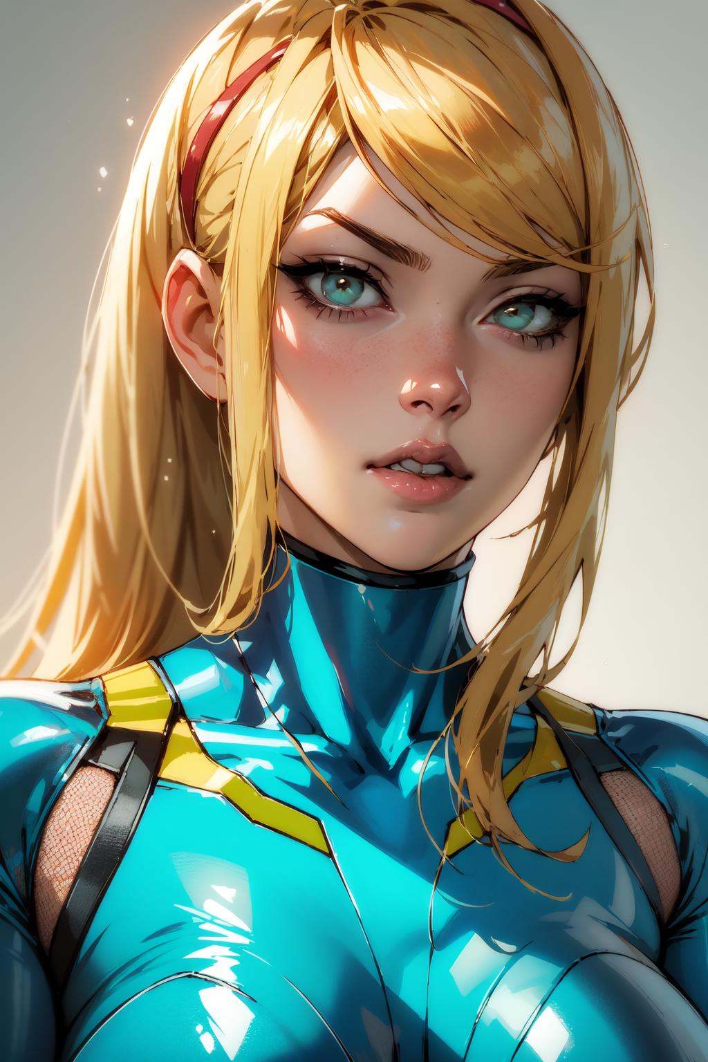 nijistyle,  portrait of zero suit samus aran on Tensor.Art