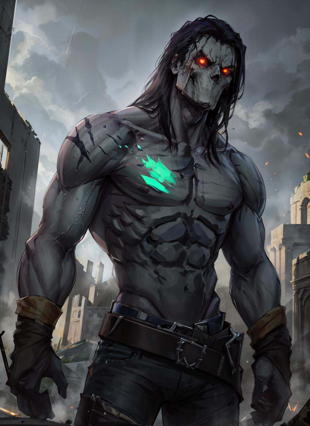 1boy,  thedeath,  topless on Tensor.Art