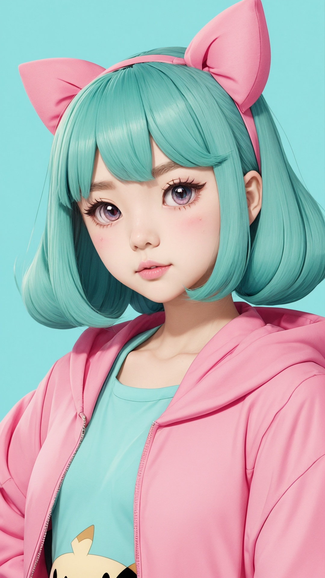 Pokémon character with a kawaii aesthetic. The color palette should consist of soft pastel colors. Ensure that the charact...
