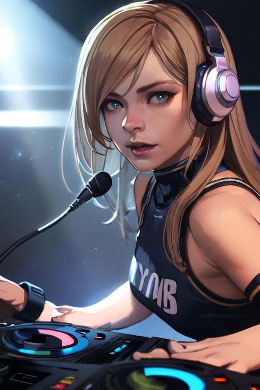 female DJ,  cinematic lighting,  hyperrealistic on Tensor.Art