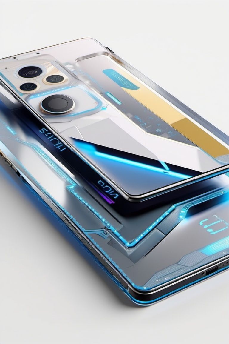 3d,c4d,Mobile phone, concept phone, phone UI interface, about, graphic abstraction, high-end, ux white background, science fiction semi robot music with mechanical components, dark gray+silent ice blue+creamyellow style, Sony Alpha A7 III lens, smooth and curved lines, hologram printing, realistic super details, white background, quadratura, elegant and formal, morning light, light color, masterpiece, translucent luster,huan