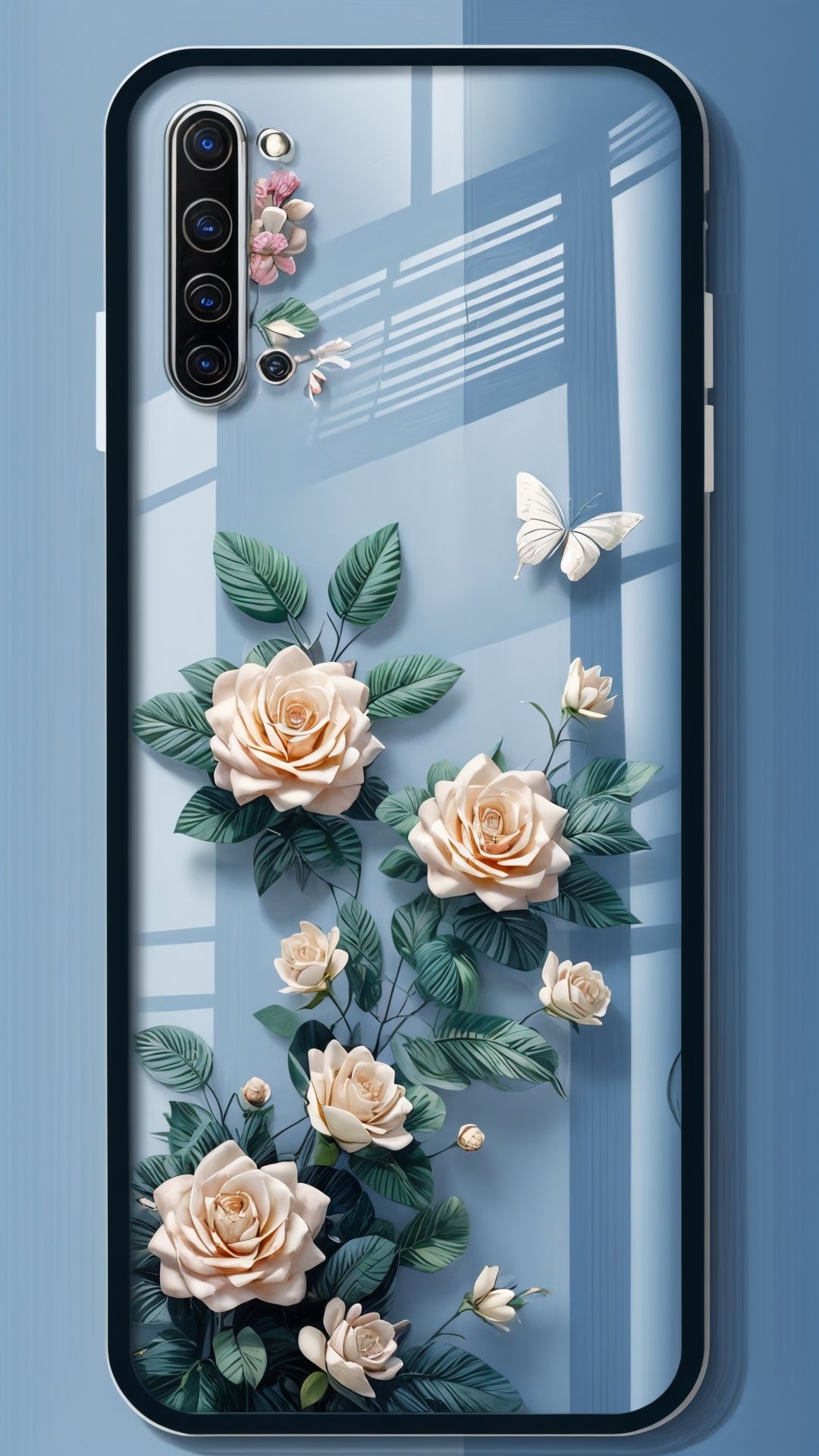 Phone case,3D stereoscopic,depth of fields,Many camellias are depicted on the surface,Colorful butterflies,Daofa Rune