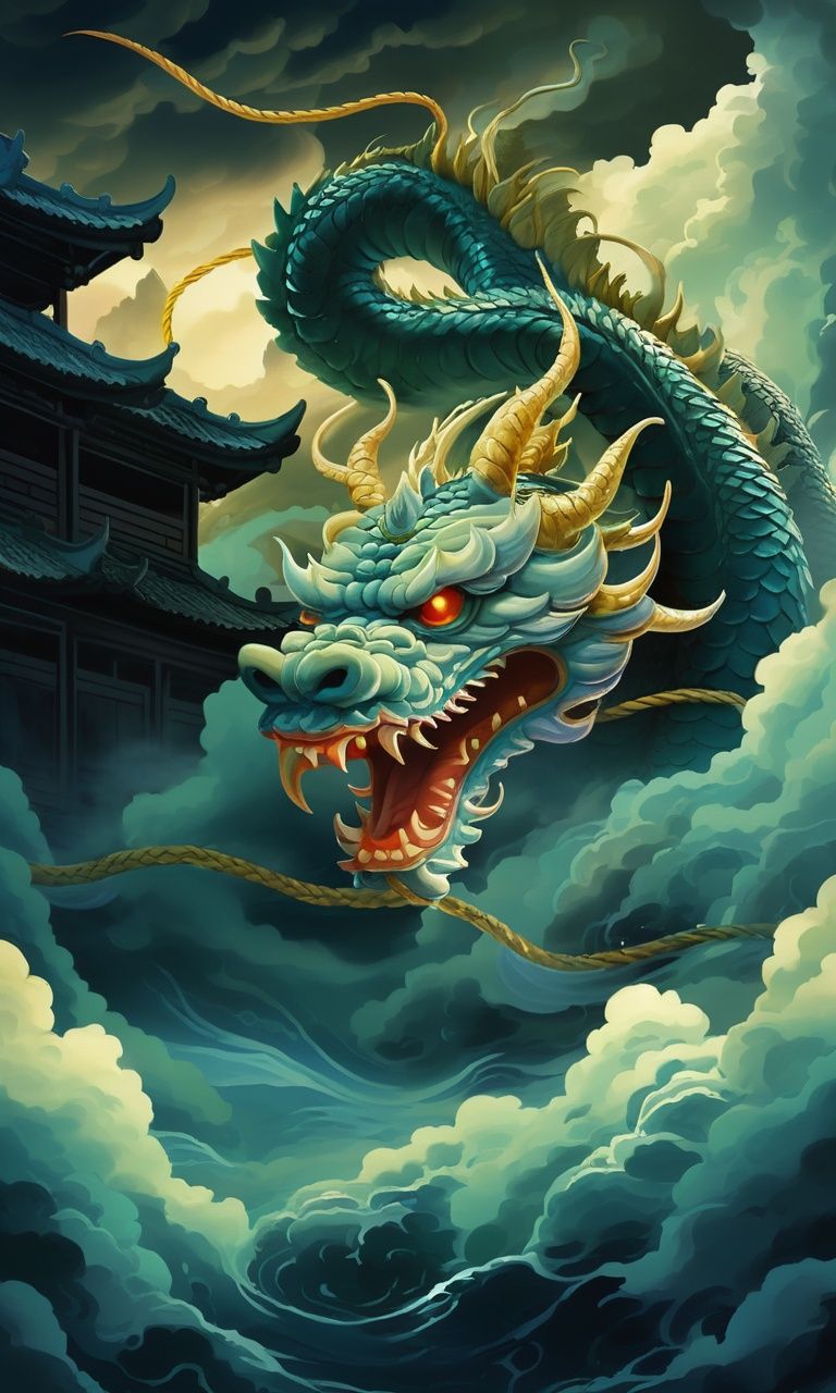 guaidan,dragon,flying in the sky,water and wind surrouded,wind line,dark,<lora:guaidan:1>,