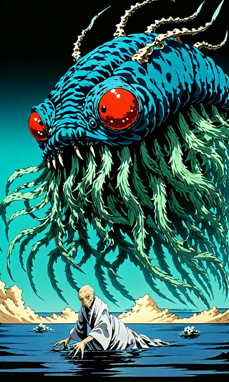 anime artwork guaidan,<lora:guaidan:1>,mutant sea creature growing four legs, nuclear pollution,variations,sea monster, . anime style, key visual, vibrant, studio anime,  highly detailed