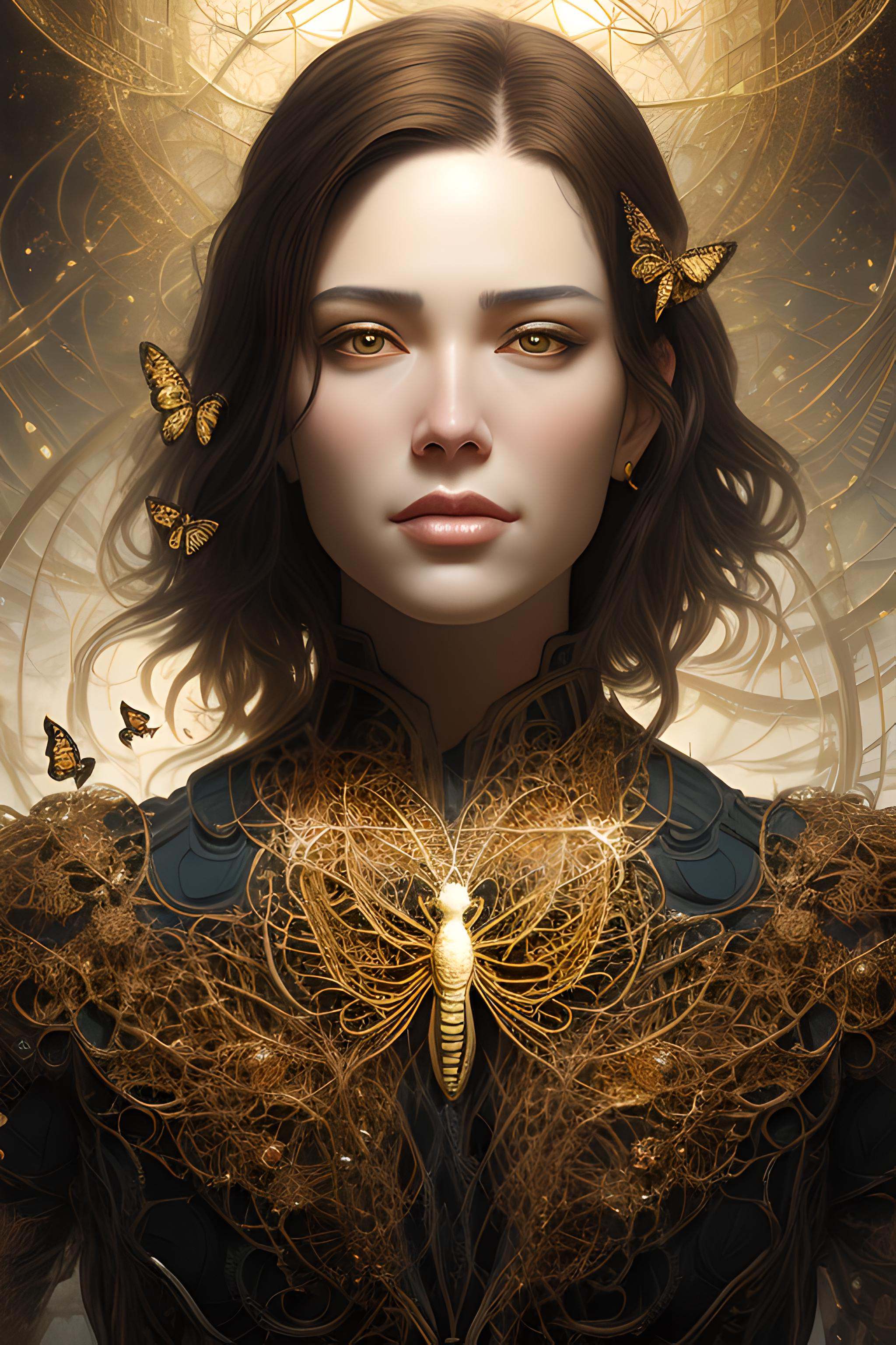 8k portrait of beautiful cyborg with brown hair,  intricate,  elegant on Tensor.Art