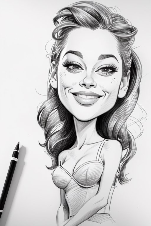 beatifull sexy girl,  caricature,  pencil drawing on Tensor.Art