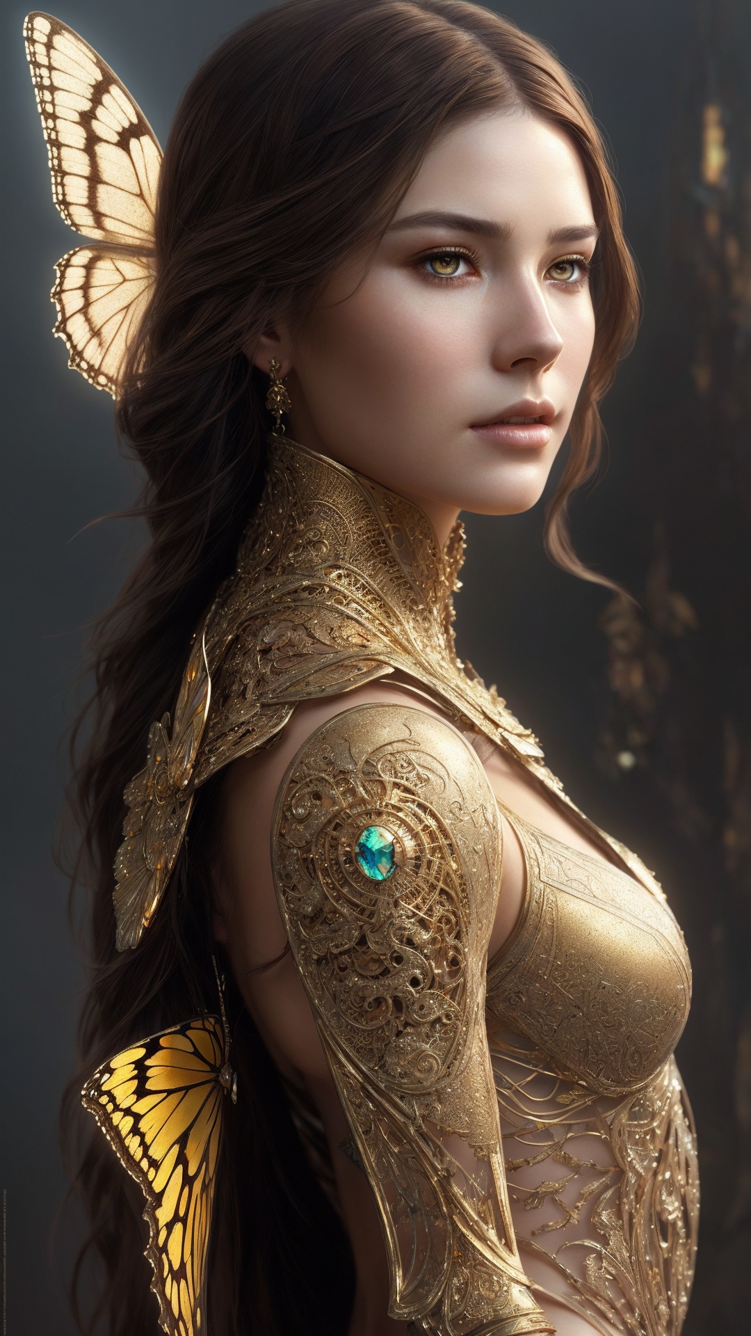 Portrait of a beautiful cyborg with 8k brown hair,  intricate,  elegant on Tensor.Art