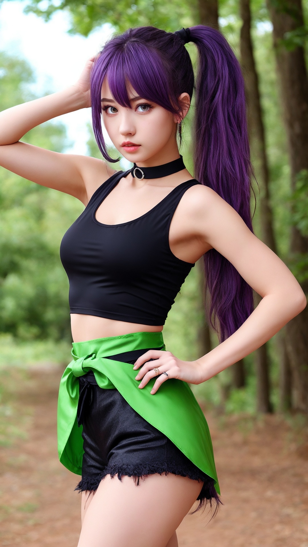 1girl,  purple eyes,  purple hair on Tensor.Art