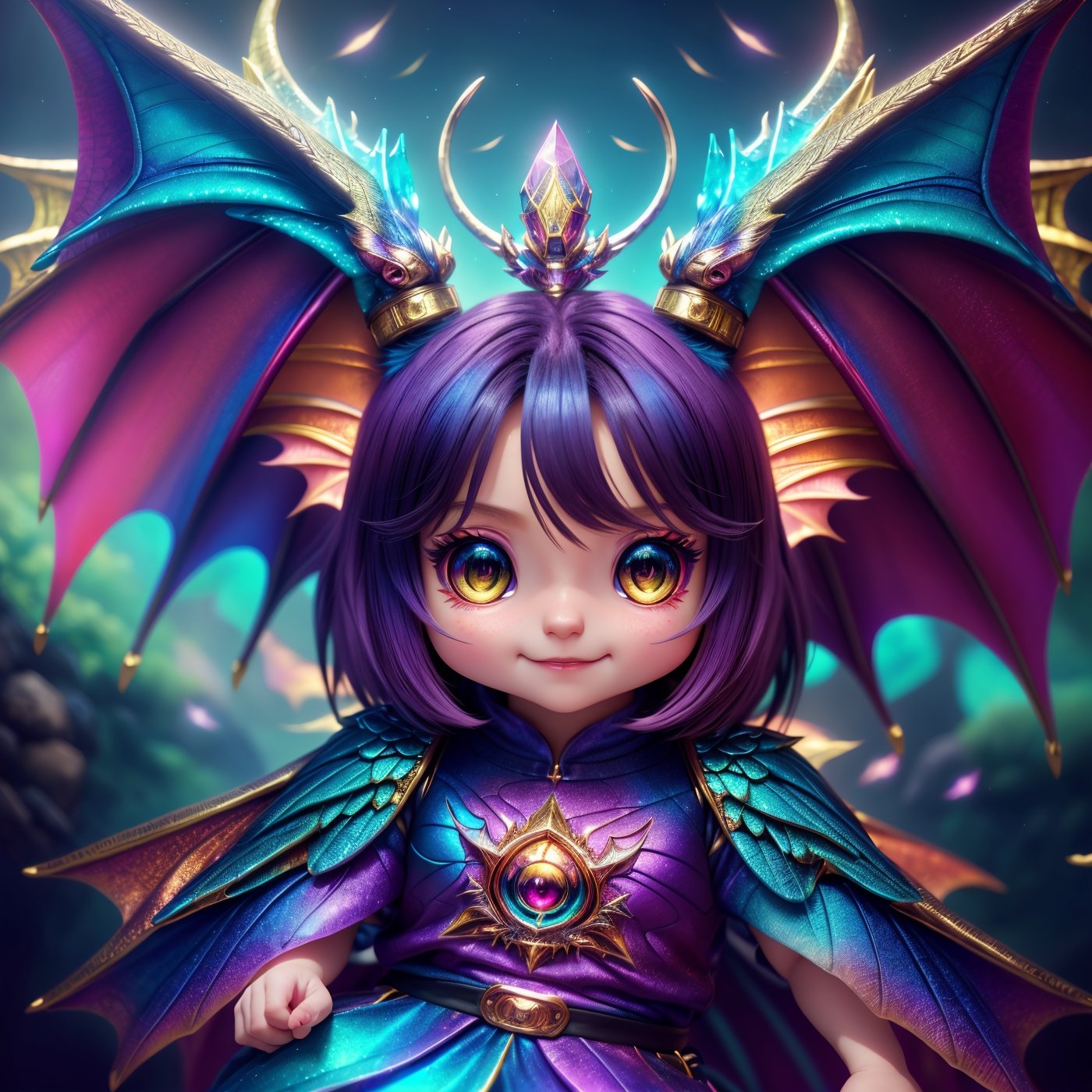 cute chibi baby dragon,  cinematic background,  vibrant colors on Tensor.Art