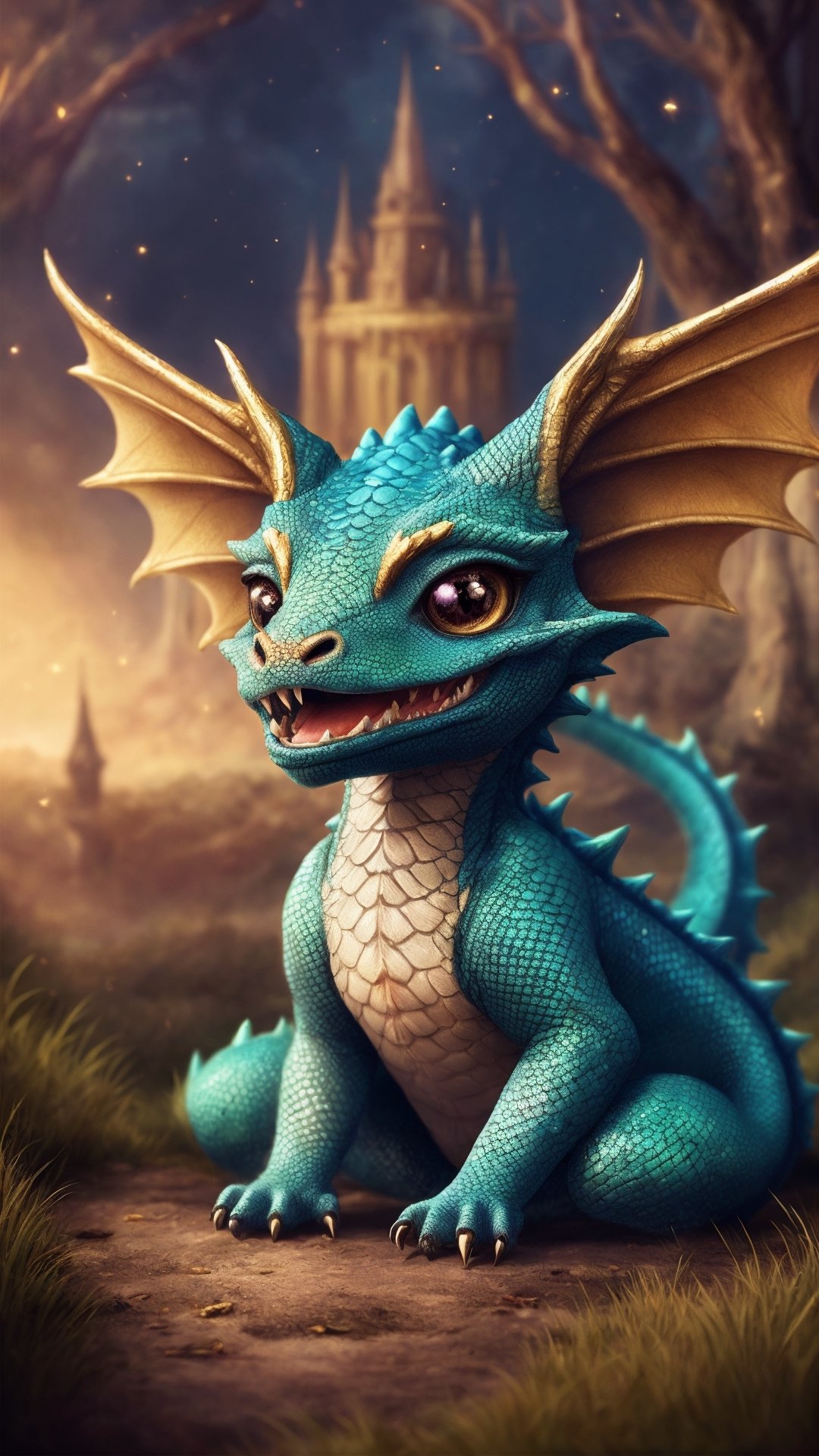 cute chibi baby dragon,  cinematic background,  vibrant colors on Tensor.Art