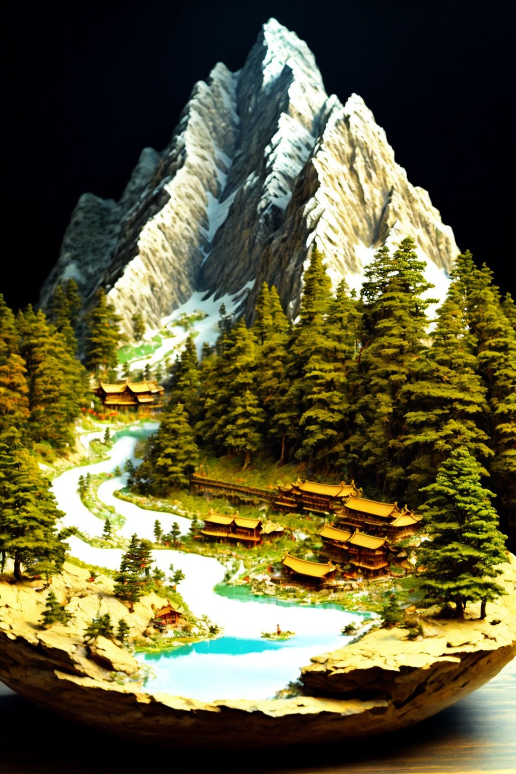 ((masterpiece)),((best quality)),8k,high detailed,ultra-detailed,fantasy, chinese style, magic creature,mountain,wonder,pond,ethereal atmosphere,<lora:UnrealNut:0.85>,