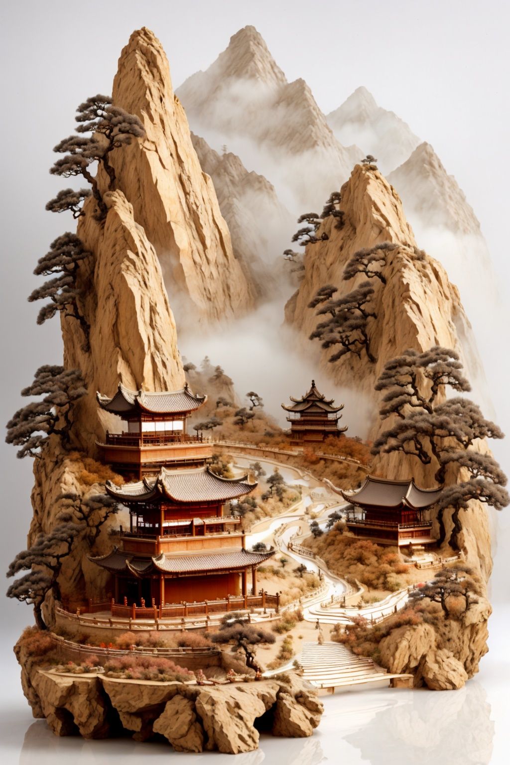 ((masterpiece)), ((best quality)), 8k, high detailed, ultra-detailed, Chinese style, ancient, serene, landscape, (traditional Chinese village), tranquil, misty mountains in the background, traditional architecture, winding stone paths, (misty atmosphere:1.1), cherry blossoms in bloom, capturing the beauty and tranquility of a traditional Chinese village, inspired by classical Chinese ink paintings,<lora:UnrealNut:0.8>,