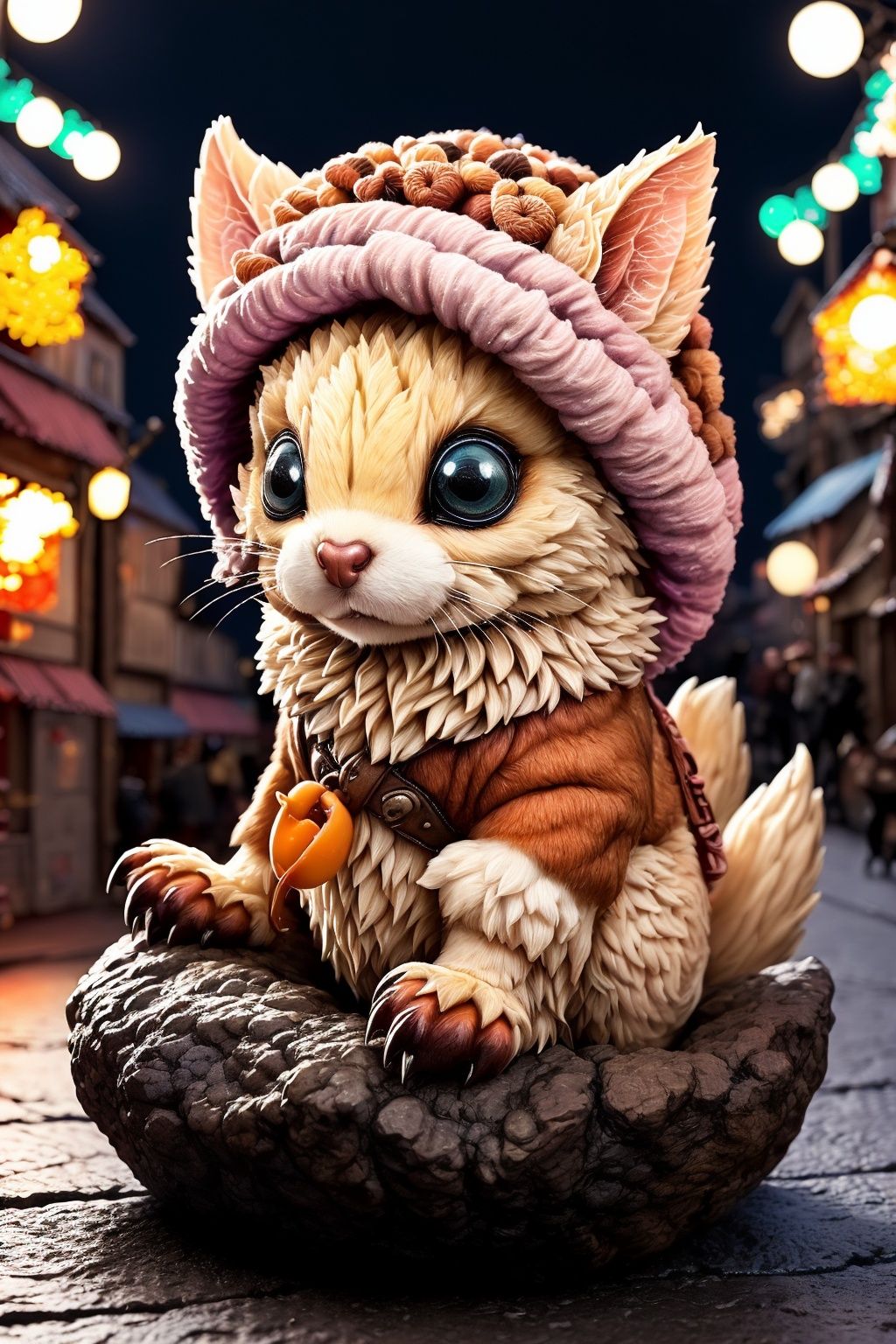 ((masterpiece)), ((best quality)), 8k, high detailed, ultra-detailed, cute, fantasy, a heartwarming scene in a cozy, hobbit-like village, adorable creatures and whimsical architecture, inhabitants celebrating a festival of light, warm pastel colors, soft lighting, an atmosphere of innocence and joy,<lora:UnrealNut:0.8>,