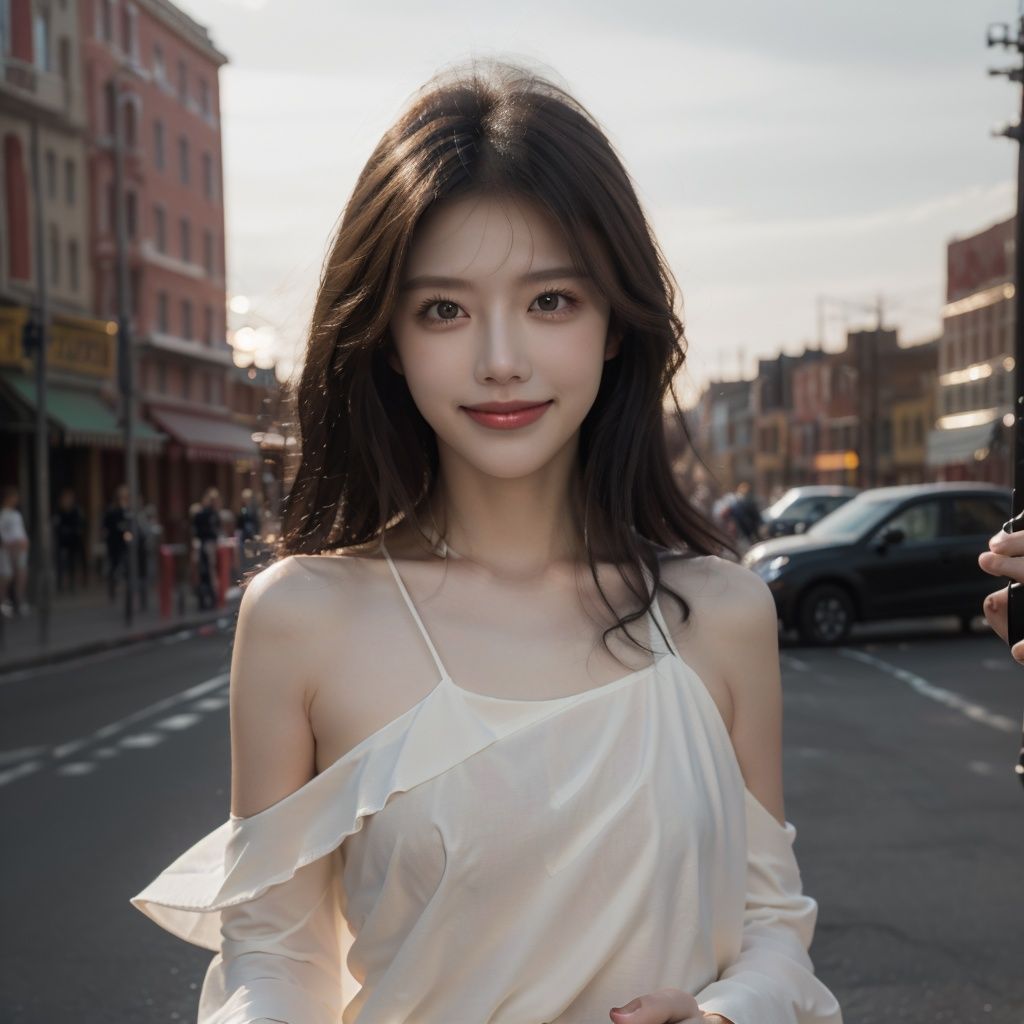 masterpiece, masterpiece,  best quality,  bronyarand, solo Looking at viewer,  medium full shot,  lips,  parted lips,  small open mouth,  casual outfit,  holding ice cream,  smiling, <lora:EMS-43280-EMS:1.000000>