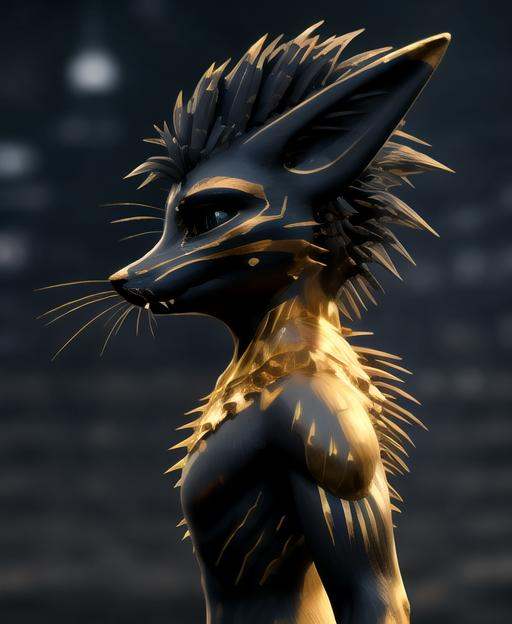 rexouium close up portrait,  egyptian style with golden patterns,  (((spiky hairs on Tensor.Art