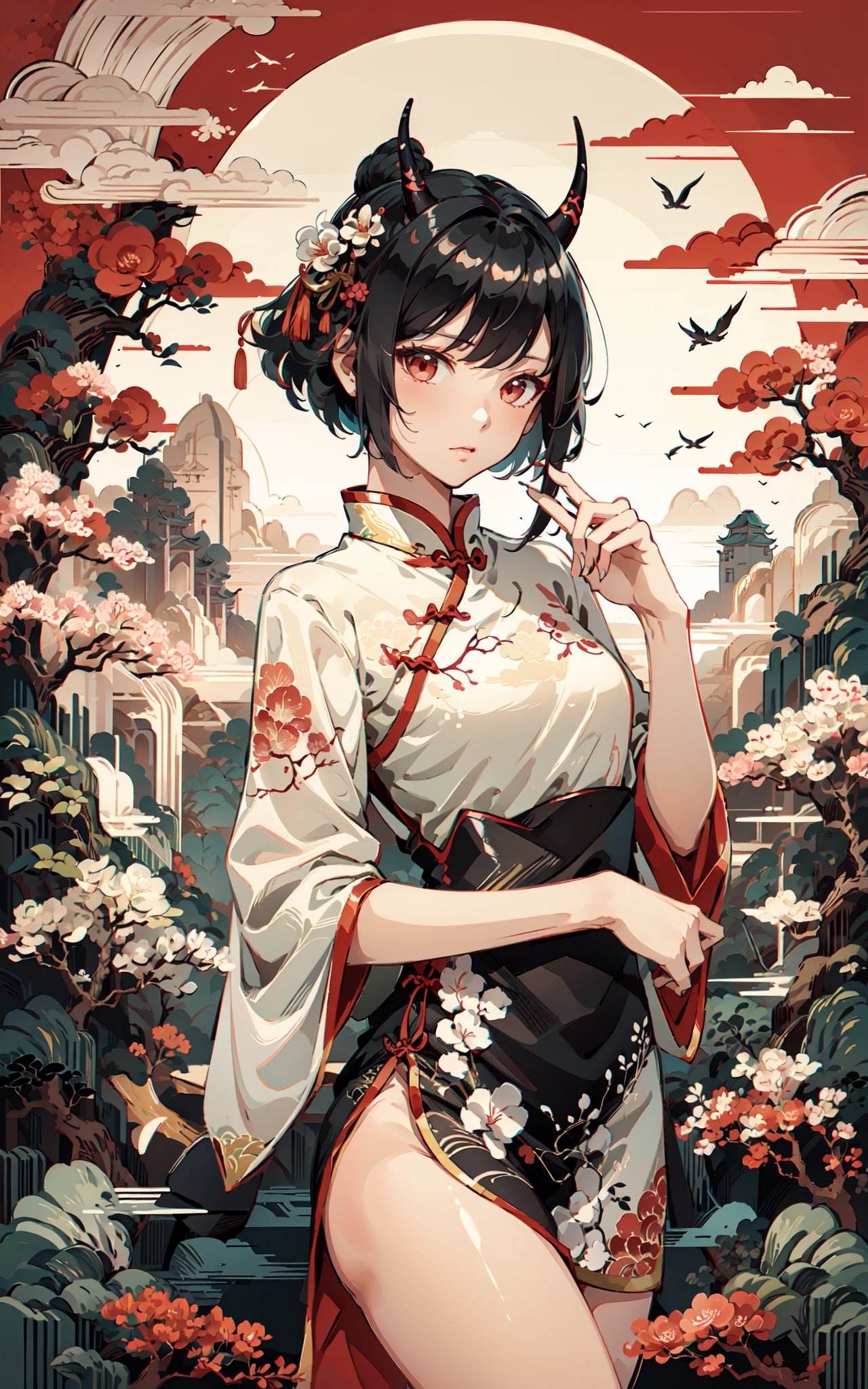 Girl,  Drees,  Black hair on Tensor.Art