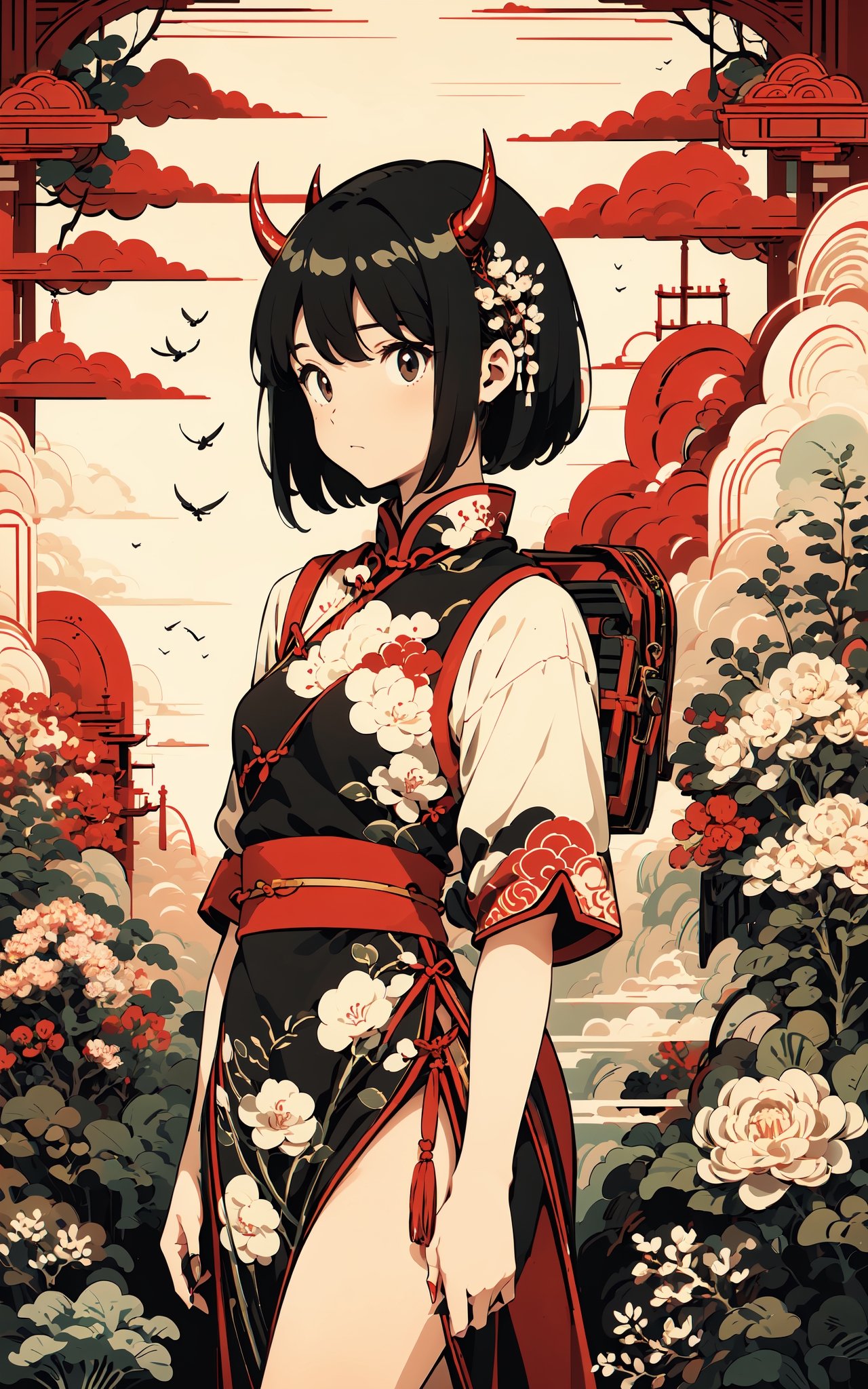 Girl,  Drees,  Black hair on Tensor.Art