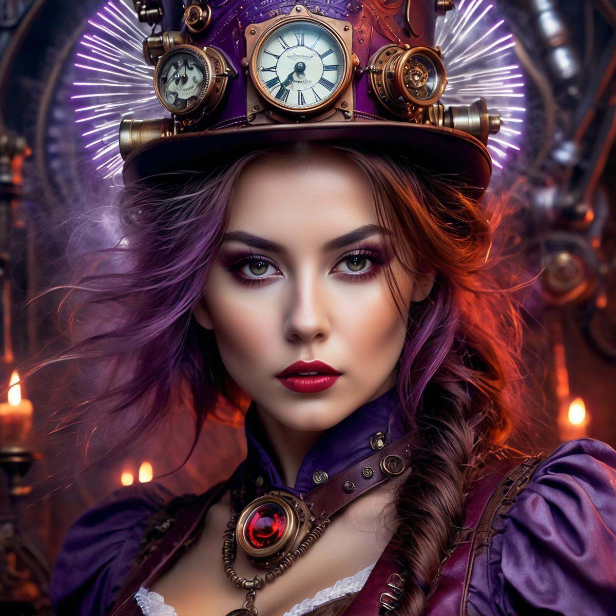 Long exposure photo of woman,  steampunk,  20 years old on Tensor.Art