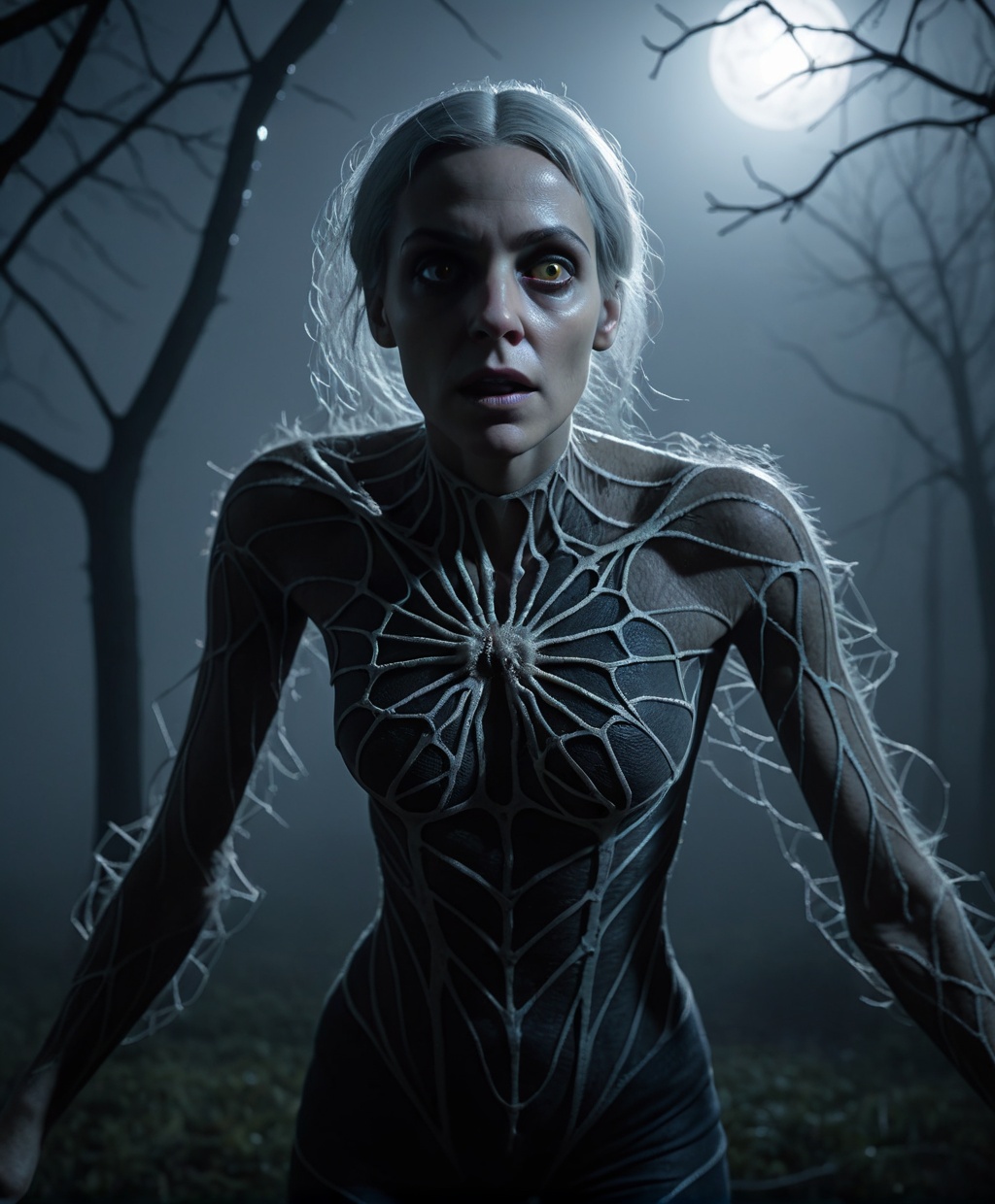 of ,  (monster) Cobweb horror woman,  horrible intricate details on Tensor.Art