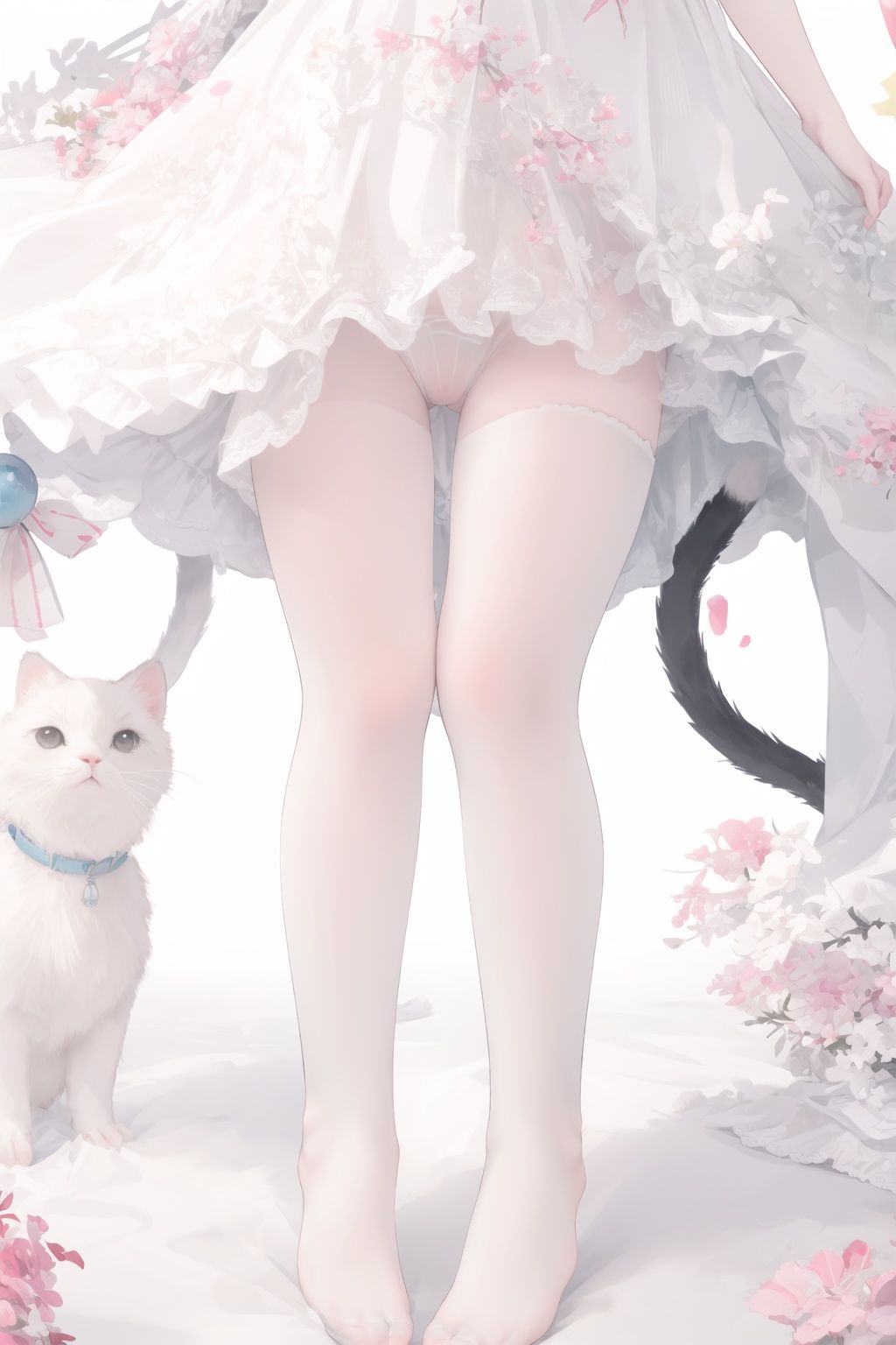 masterpiece, (best quality), (illustration), (colorful),  little girl, 1girl, loli, petite, *****, cuteloli, niji, chibi, cute feet, full_body, cat ear, cat tail, baisixuegao, white pantyhose, , close up, <lora:EMS-12096-EMS:0.200000>, , <lora:EMS-7159-EMS:0.800000>