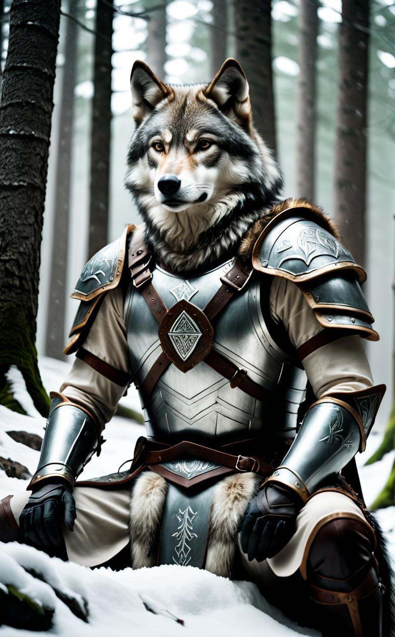 cinematic film still,  wolf sitting,  wild on Tensor.Art
