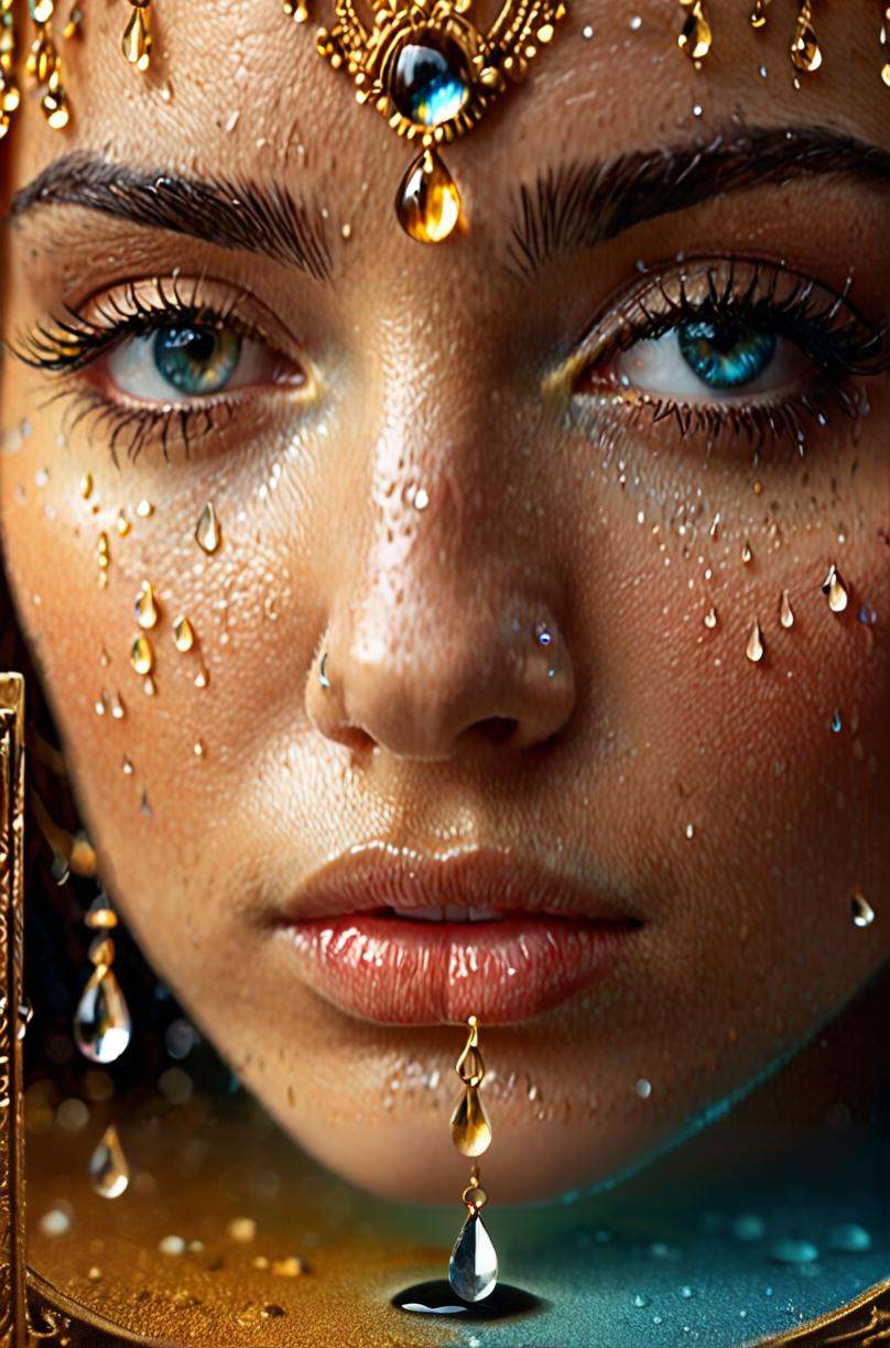 Impressionist painting a crying face made out of sweat droplets,  close up shot of the eye,  raindrop on face on Tensor.Art