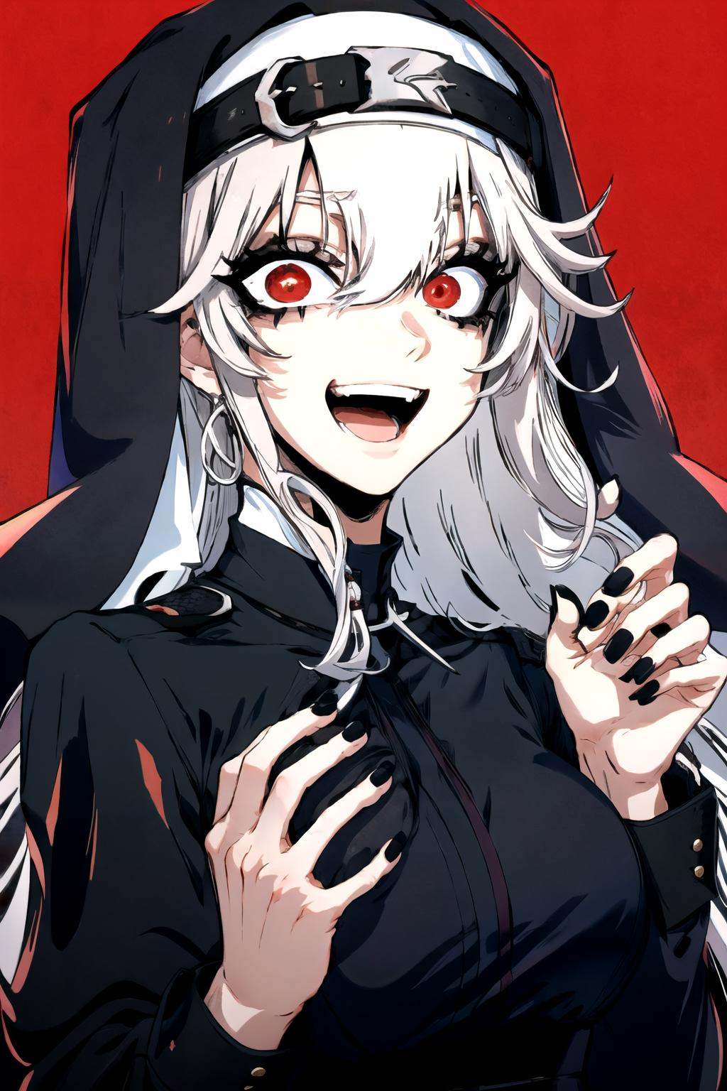 jk style,  nun,  red eyes on Tensor.Art