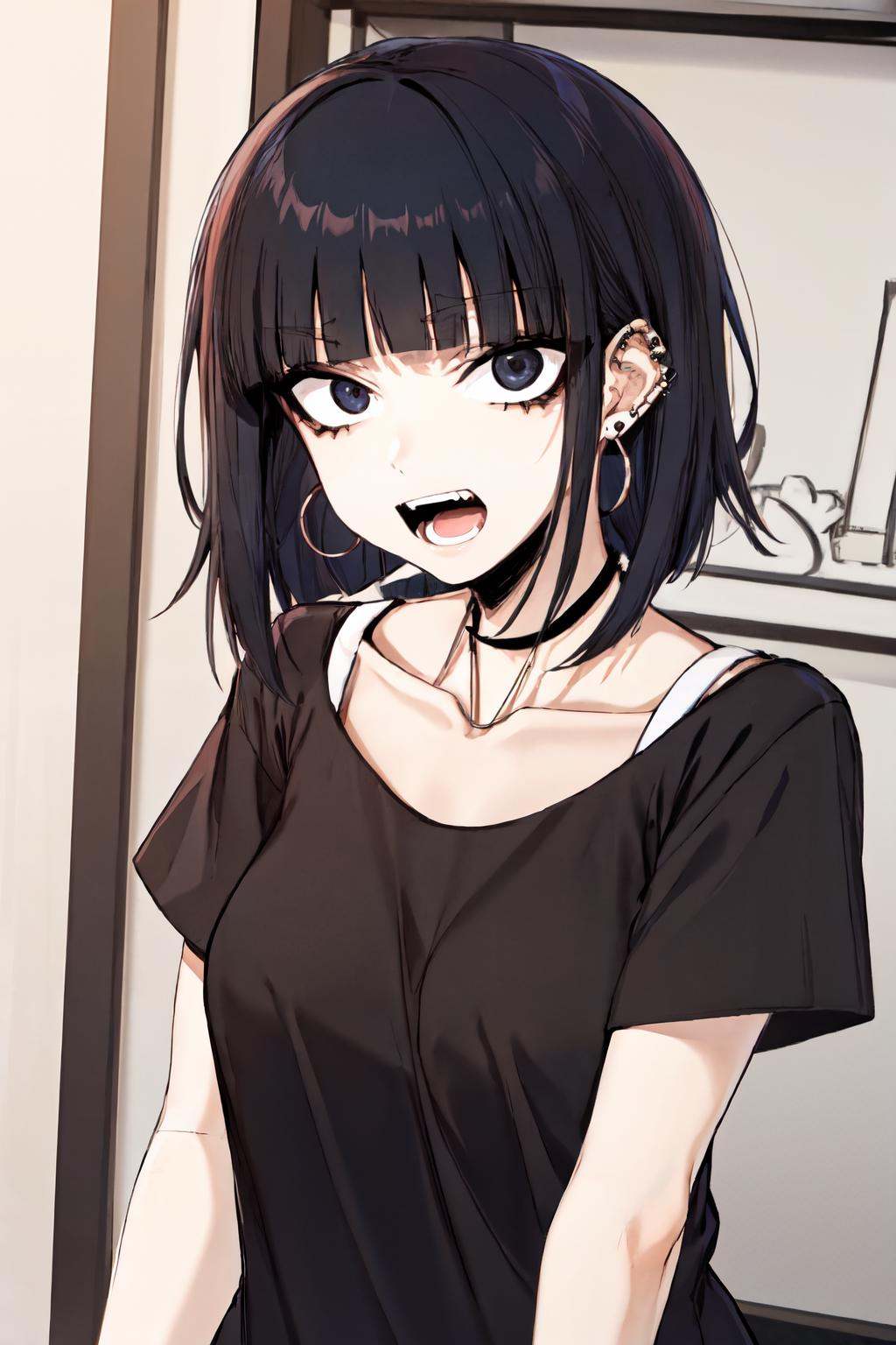 jk style,  open mouth,  black shirt on Tensor.Art